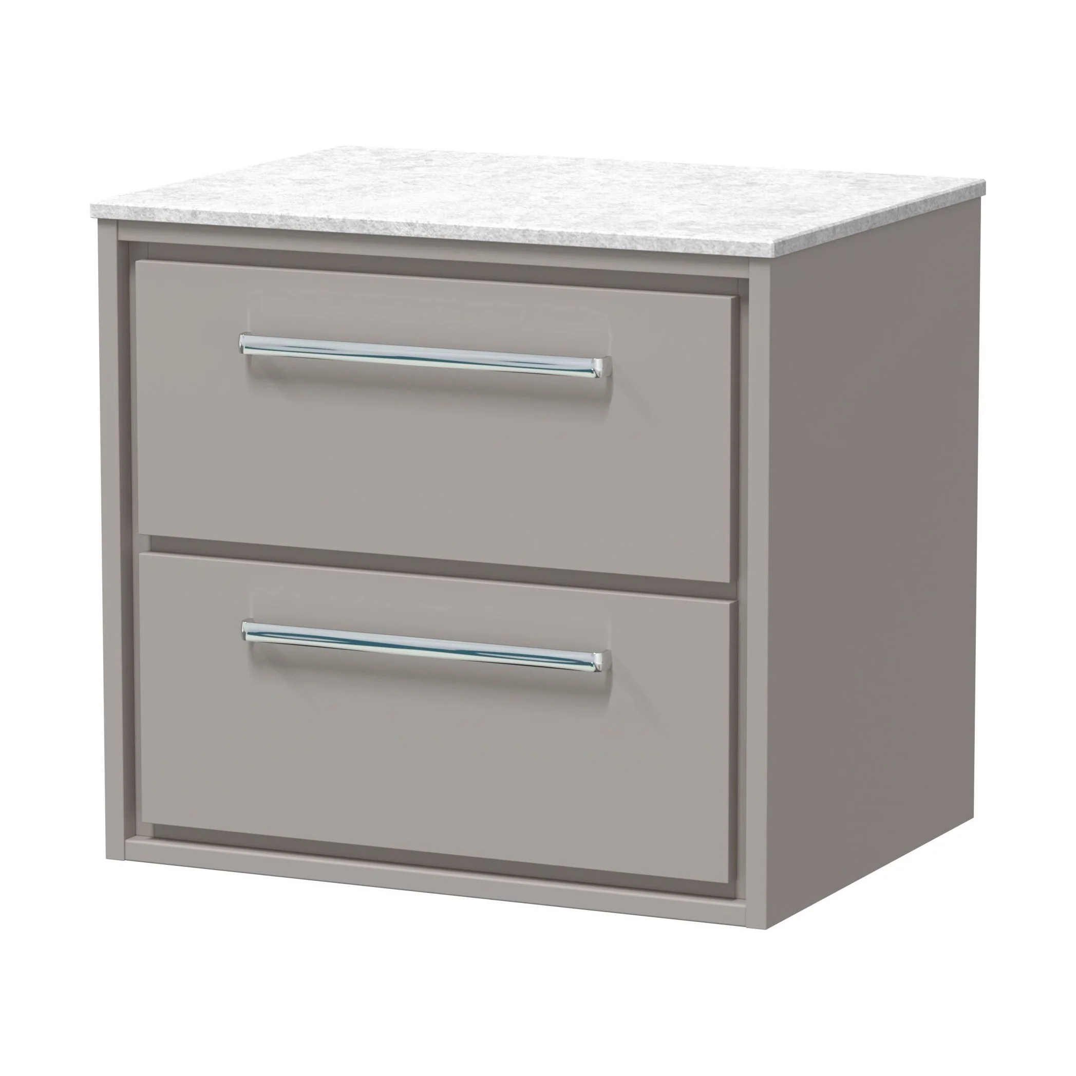 Balterley 600mm Framed Design Wall Hung 2 Drawer Vanity with Marble Worktop - Pebble Grey