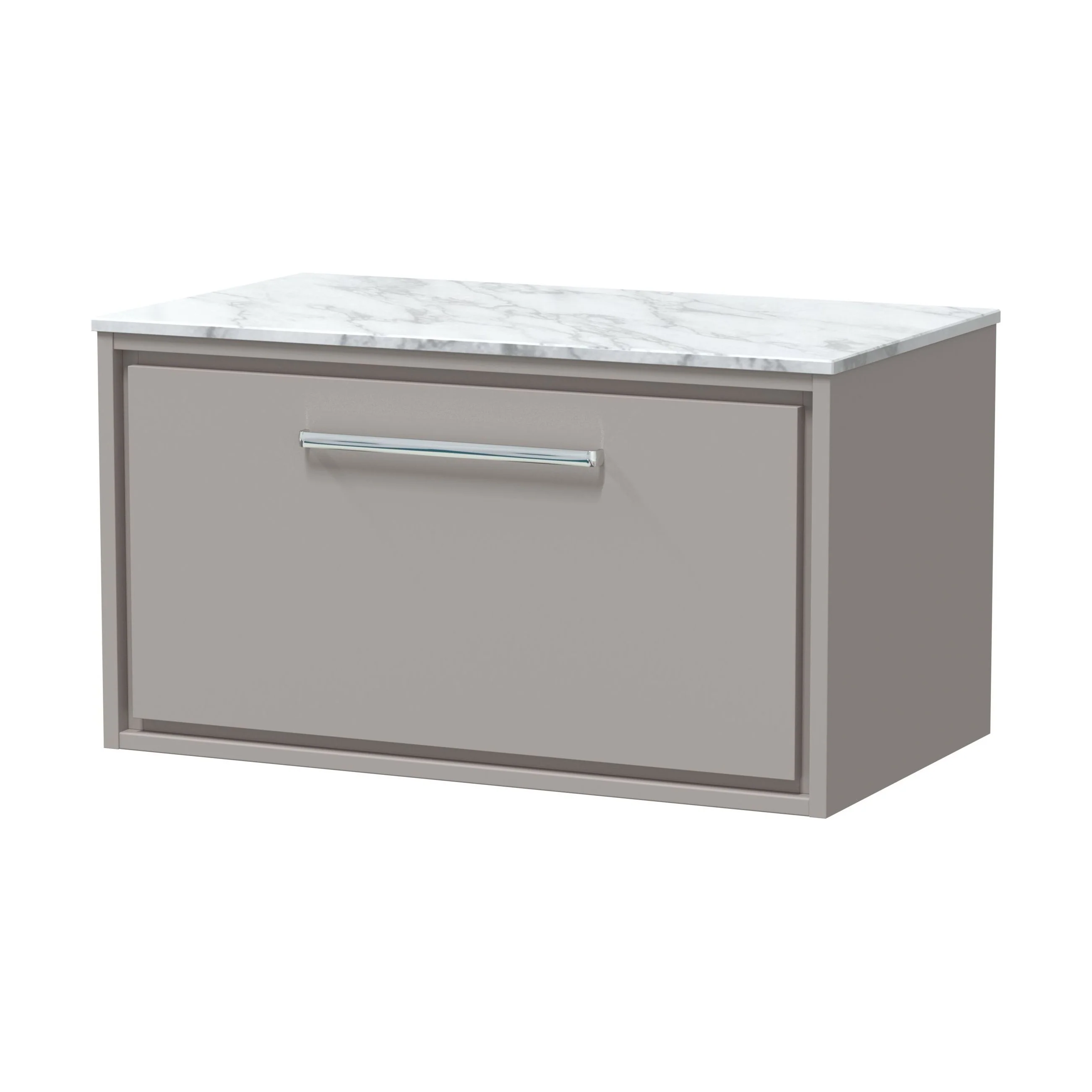 Balterley 800mm Framed Design Wall Hung Single Drawer Vanity, Marble Worktop - Pebble Grey
