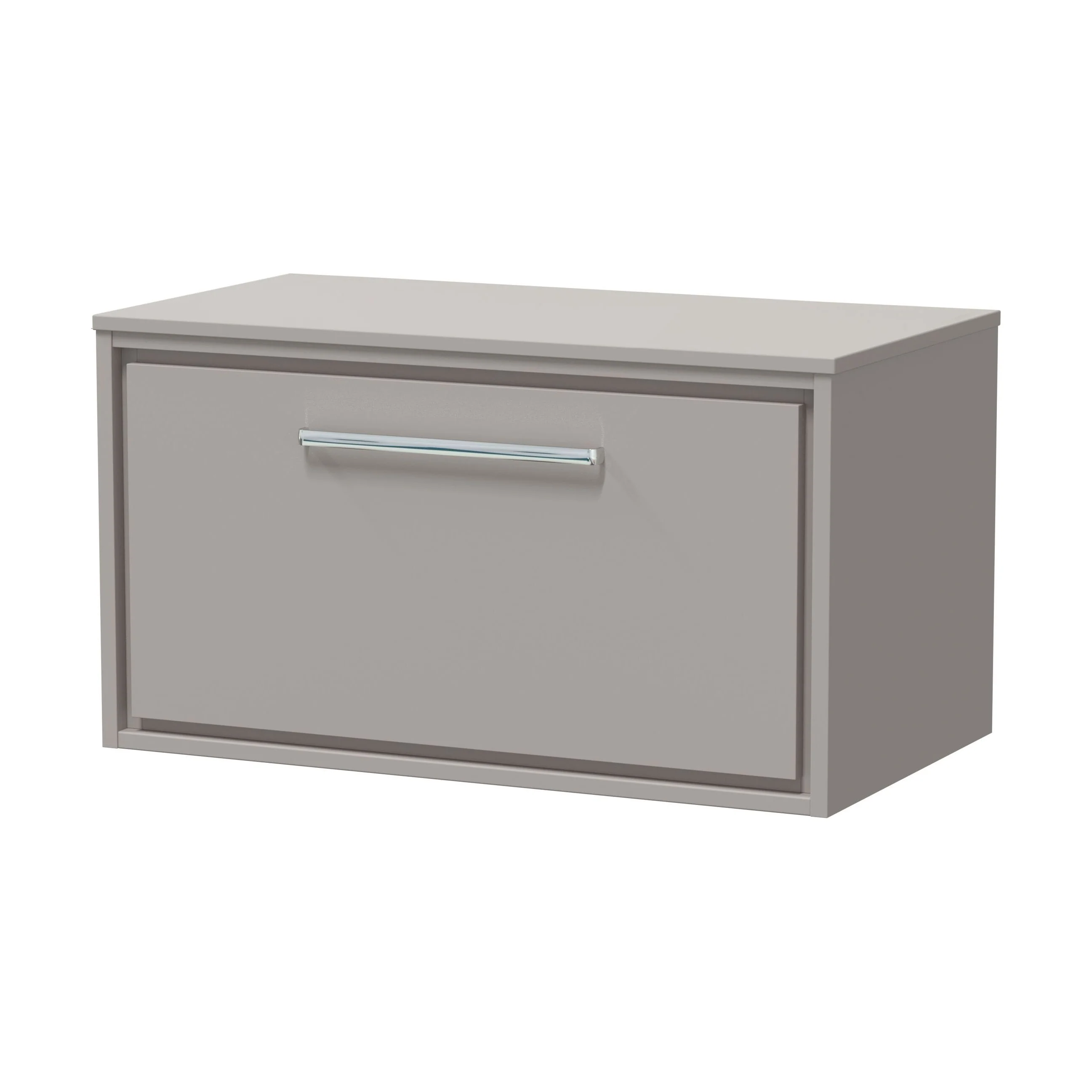 Balterley 800mm Framed Design Wall Hung Single Drawer Vanity with Worktop - Pebble Grey