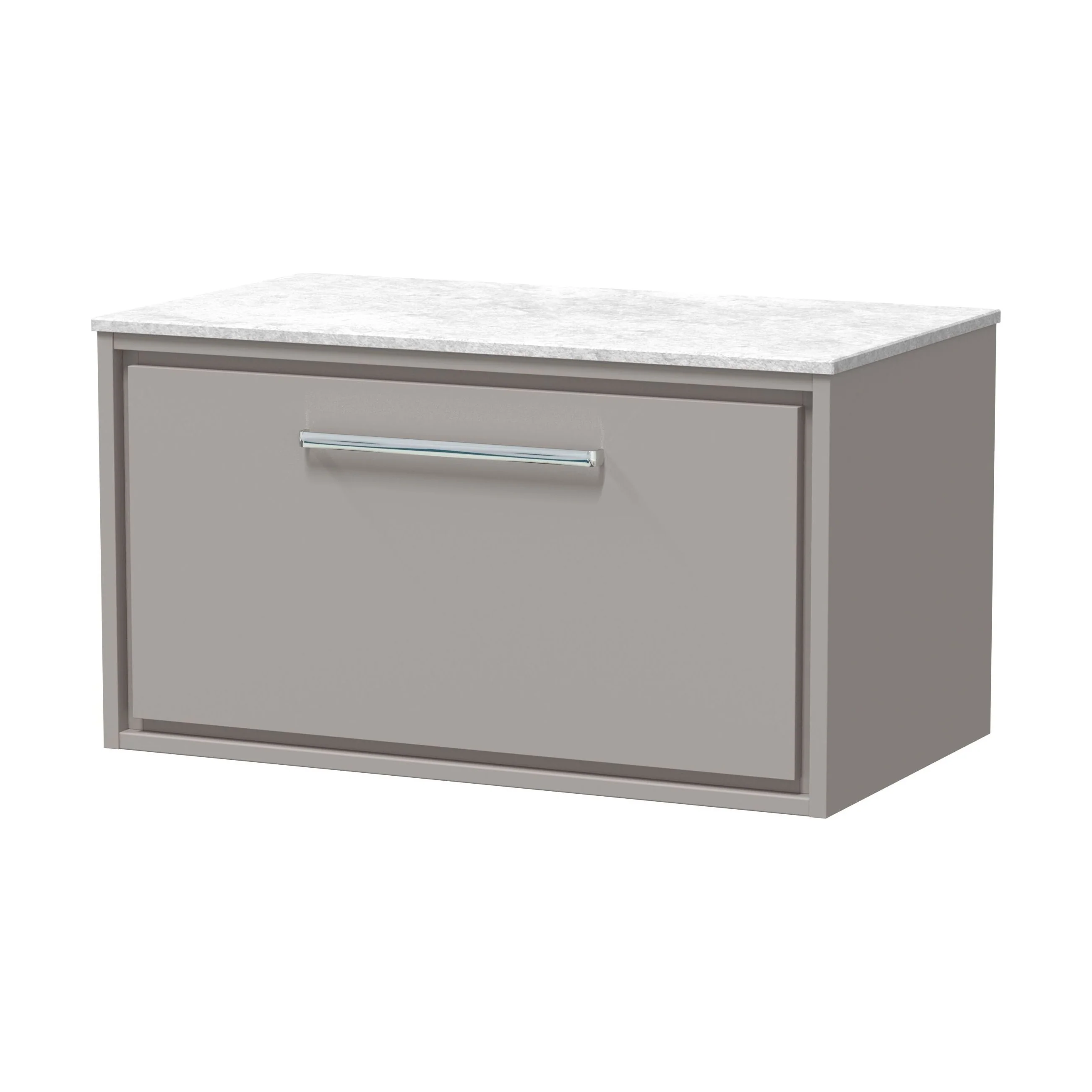 Balterley 800mm Framed Design Wall Hung Single Drawer Vanity with Marble Worktop - Pebble Grey