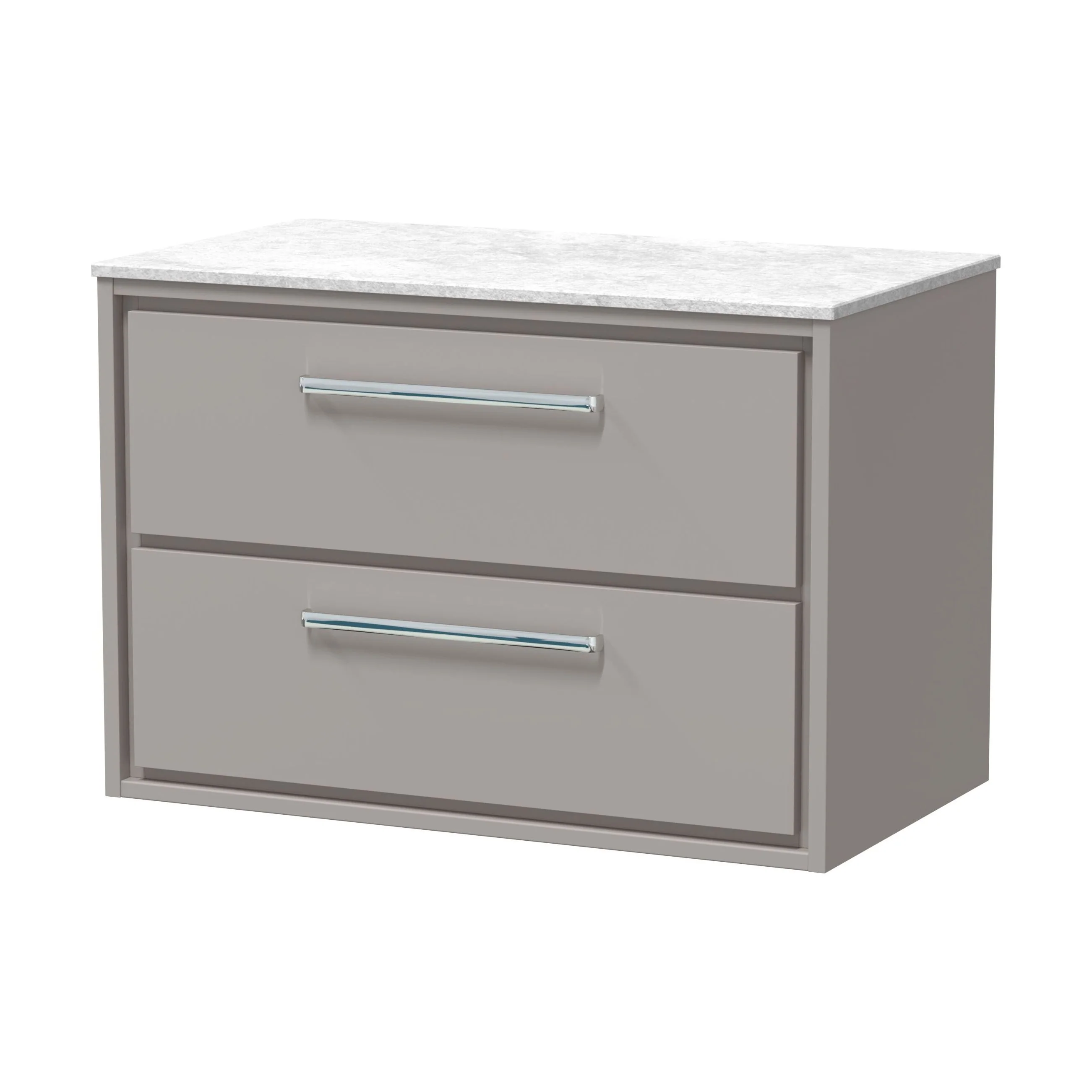 Balterley 800mm Framed Design Wall Hung 2 Drawer Vanity with Marble Worktop - Pebble Grey