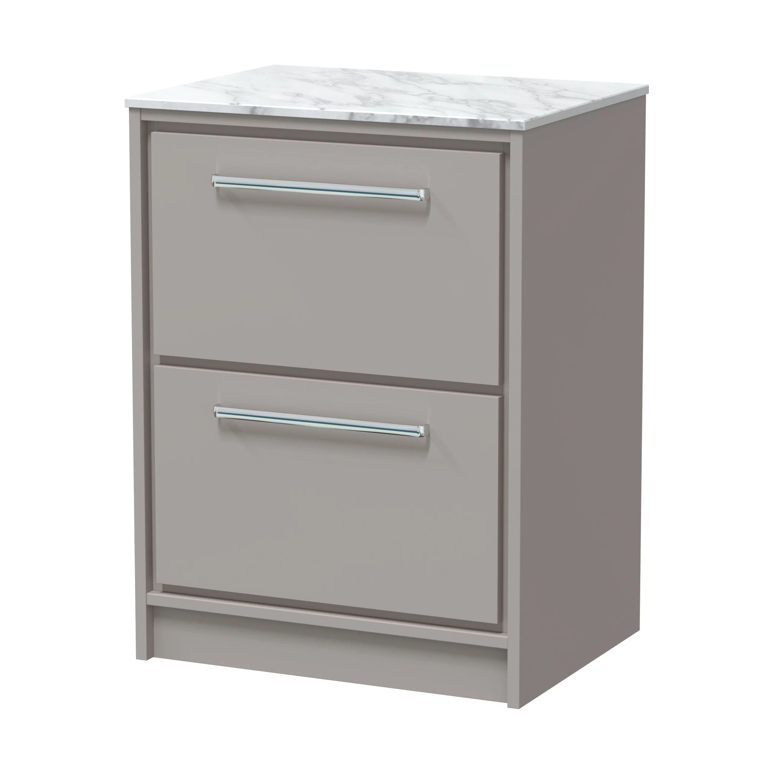 Balterley 600mm Framed Design Floor Standing 2 Drawer Vanity & Marble Worktop - Pebble Grey