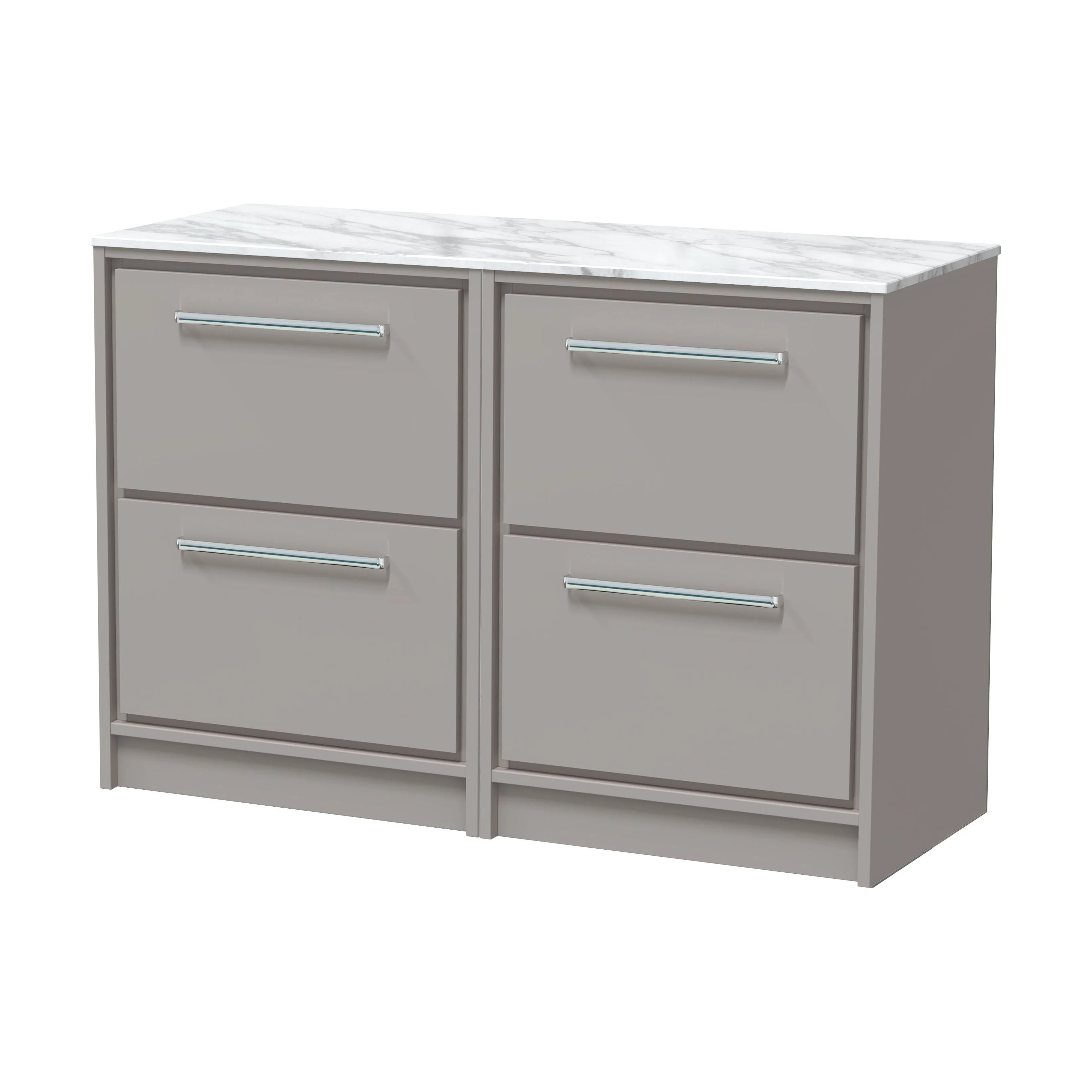 Balterley 1200mm Framed Design Floor Standing 4 Drawer Vanity, Marble Worktop - Pebble Grey