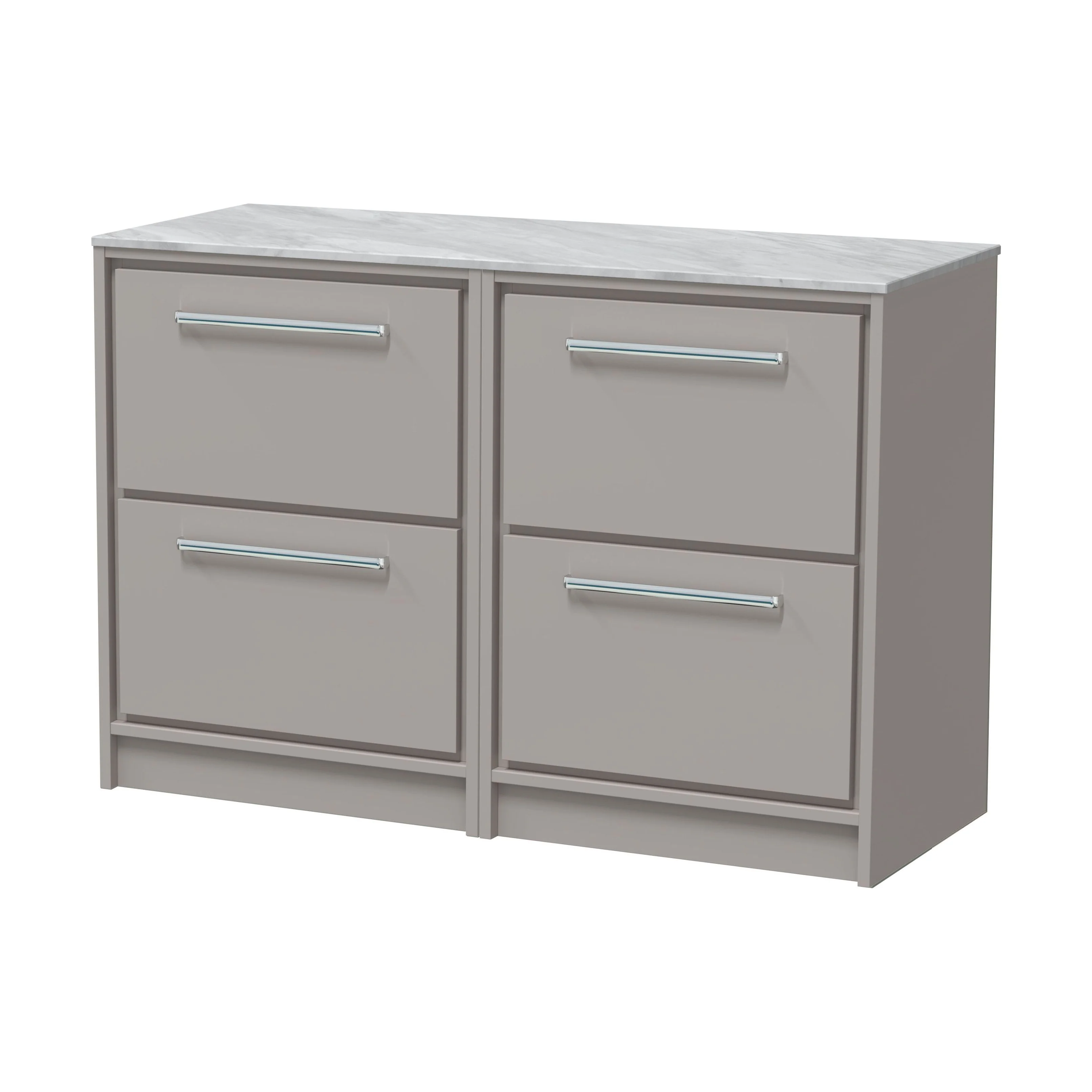 Balterley 1200mm Framed Design Floor Standing 4 Drawer Vanity & Marble Worktop - Pebble Grey
