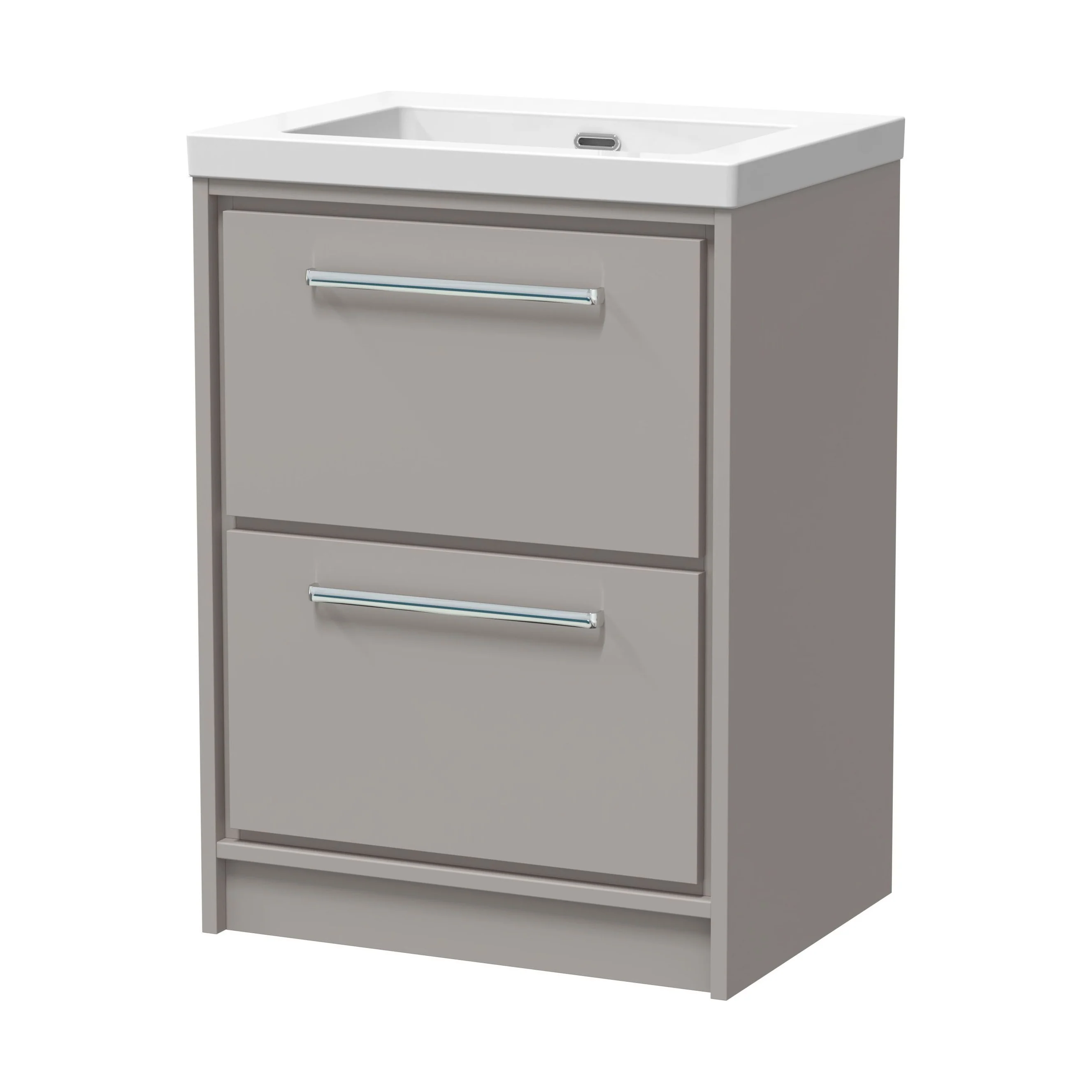 Balterley Modern Bathroom 2 Soft-Close Drawer Floor Standing Vanity Unit Fireclay Basin, Pebble Grey, 600mm - Image 2