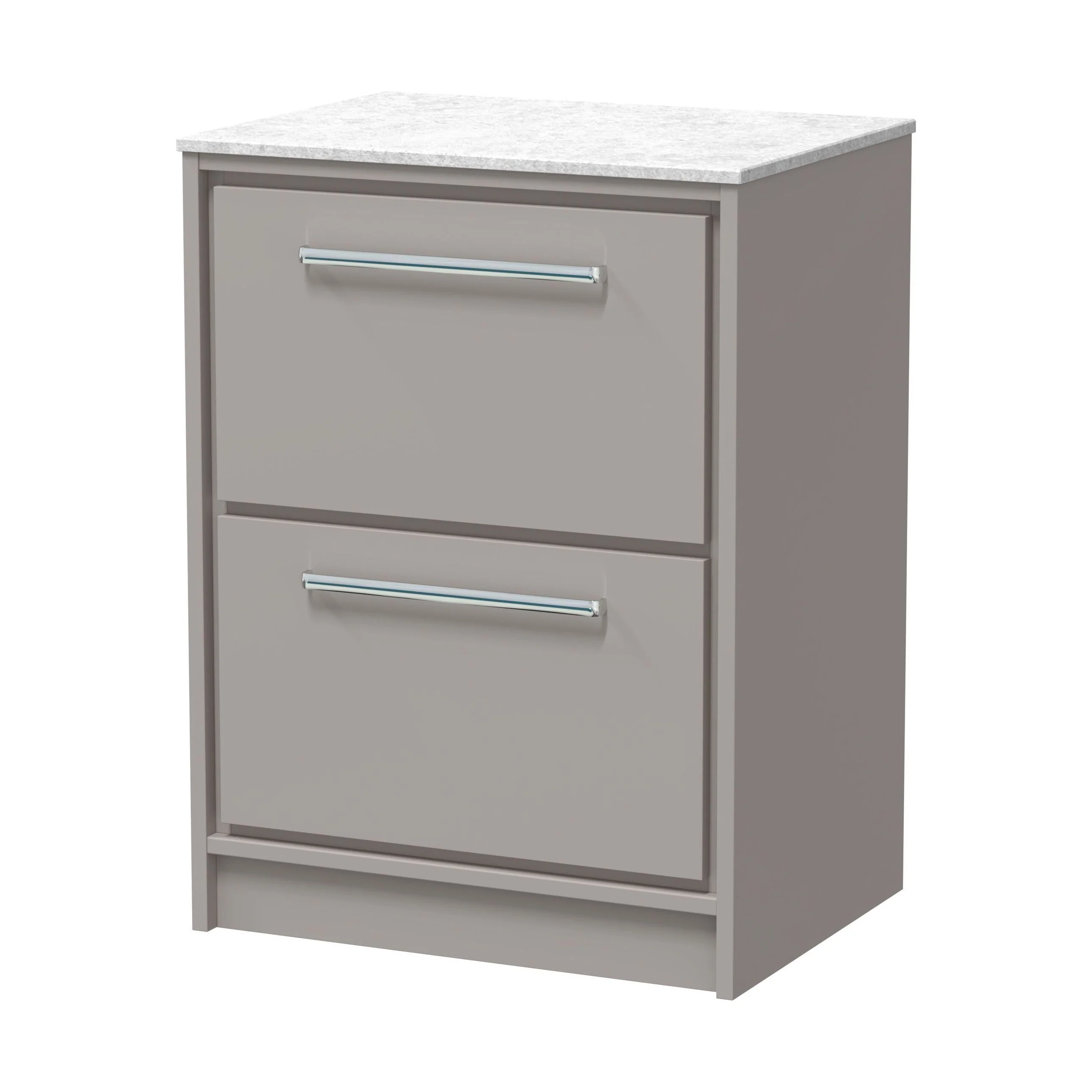 Balterley 600mm Framed Design Floor Standing 2 Drawer Vanity with Marble Worktop - Pebble Grey