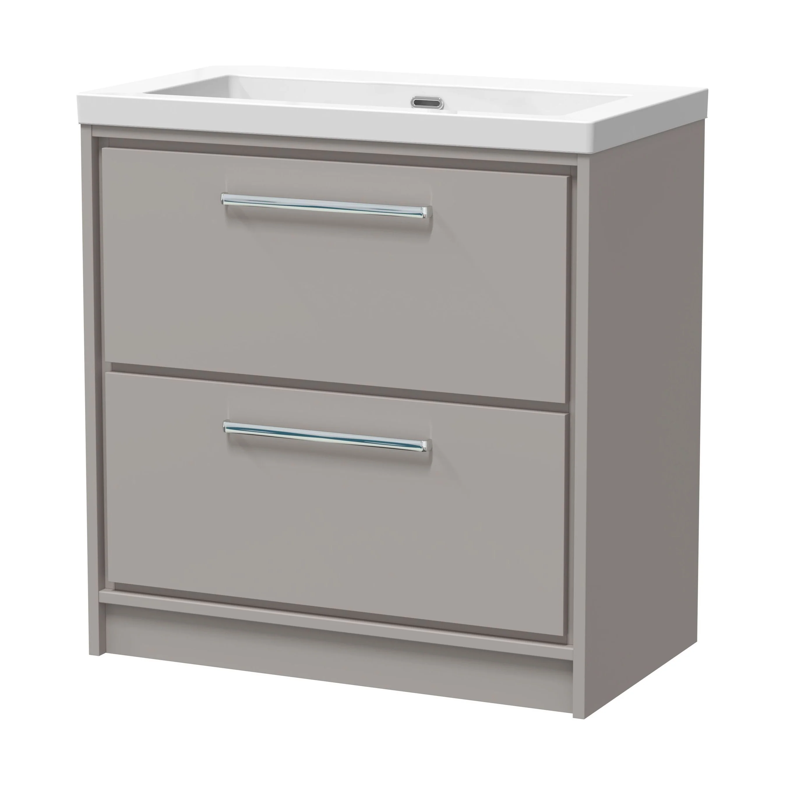 Balterley Modern Bathroom 2 Soft-Close Drawer Floor Standing Vanity Unit Fireclay Basin, Pebble Grey, 800mm - Image 2