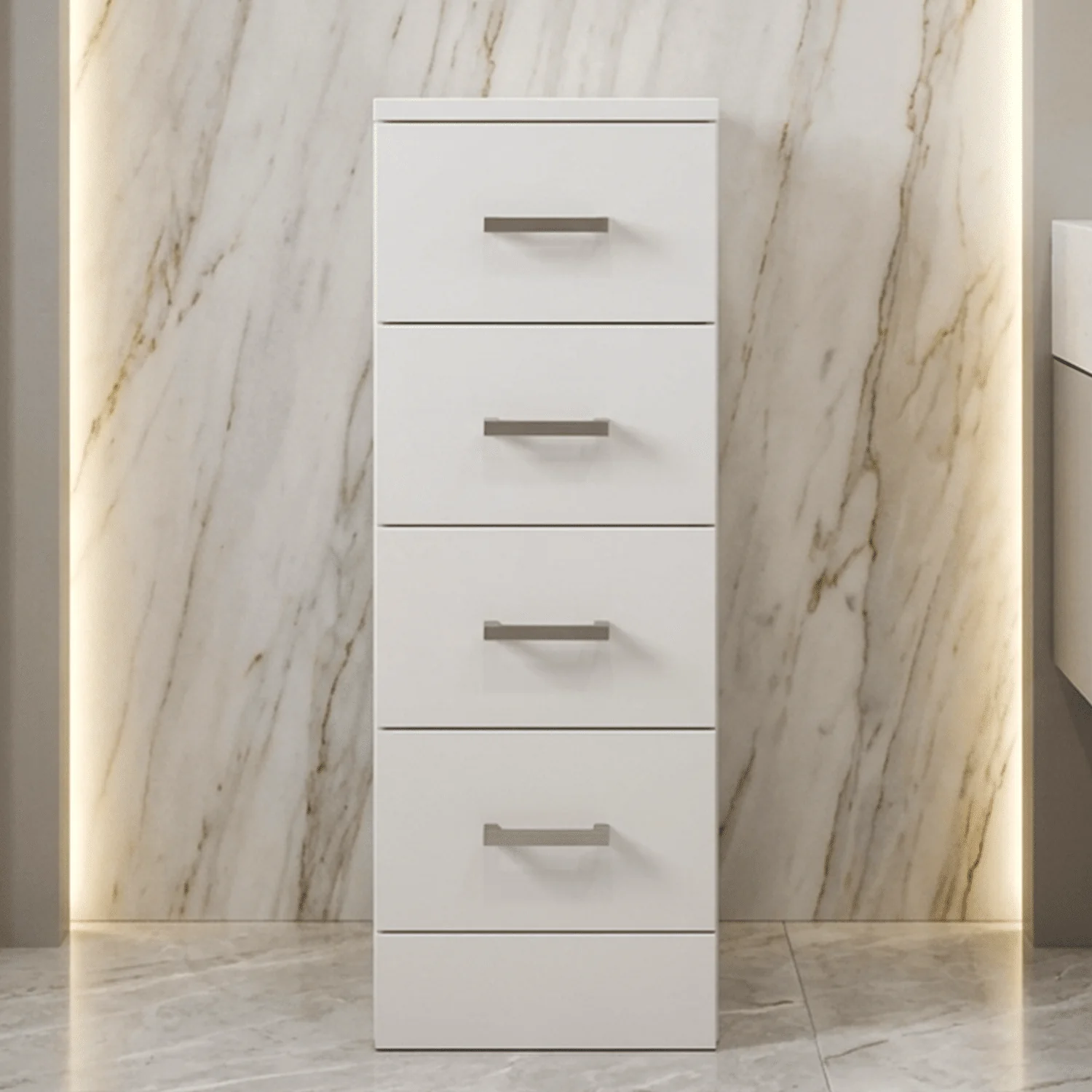 Slimline 4 Drawer Unit - 300mm - Gloss White