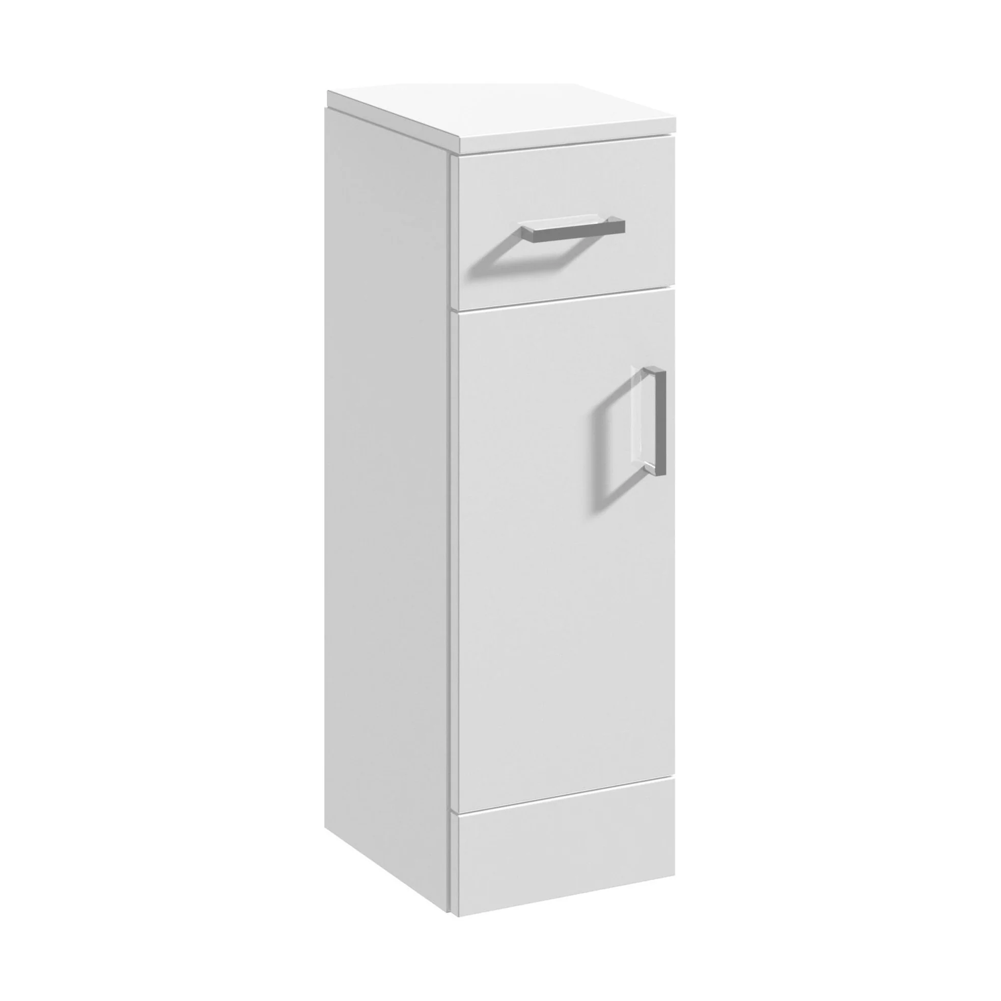 Slimline Floor Standing Bathroom Cupboard - 250mm - Gloss White - Image 3