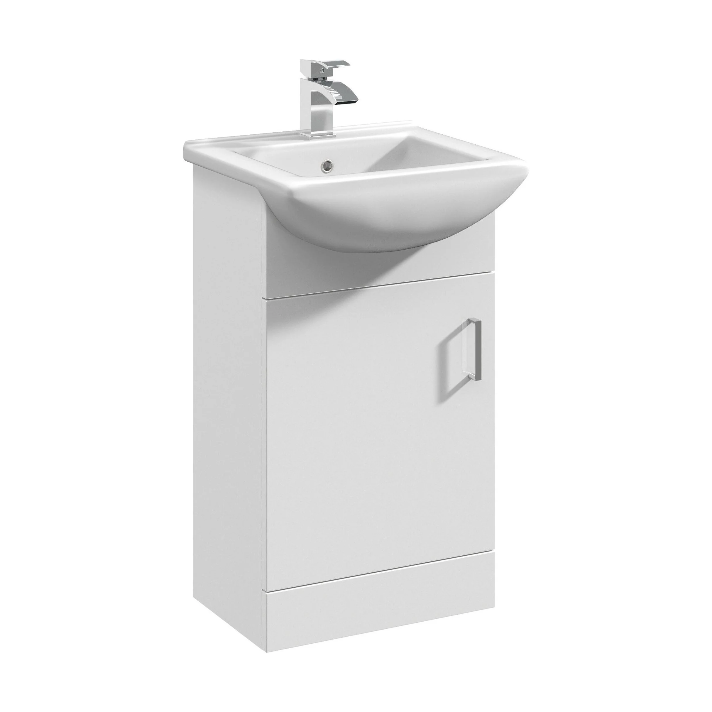 1 Door Vanity Basin Unit with Square Basin - 450mm - Gloss White - Image 5