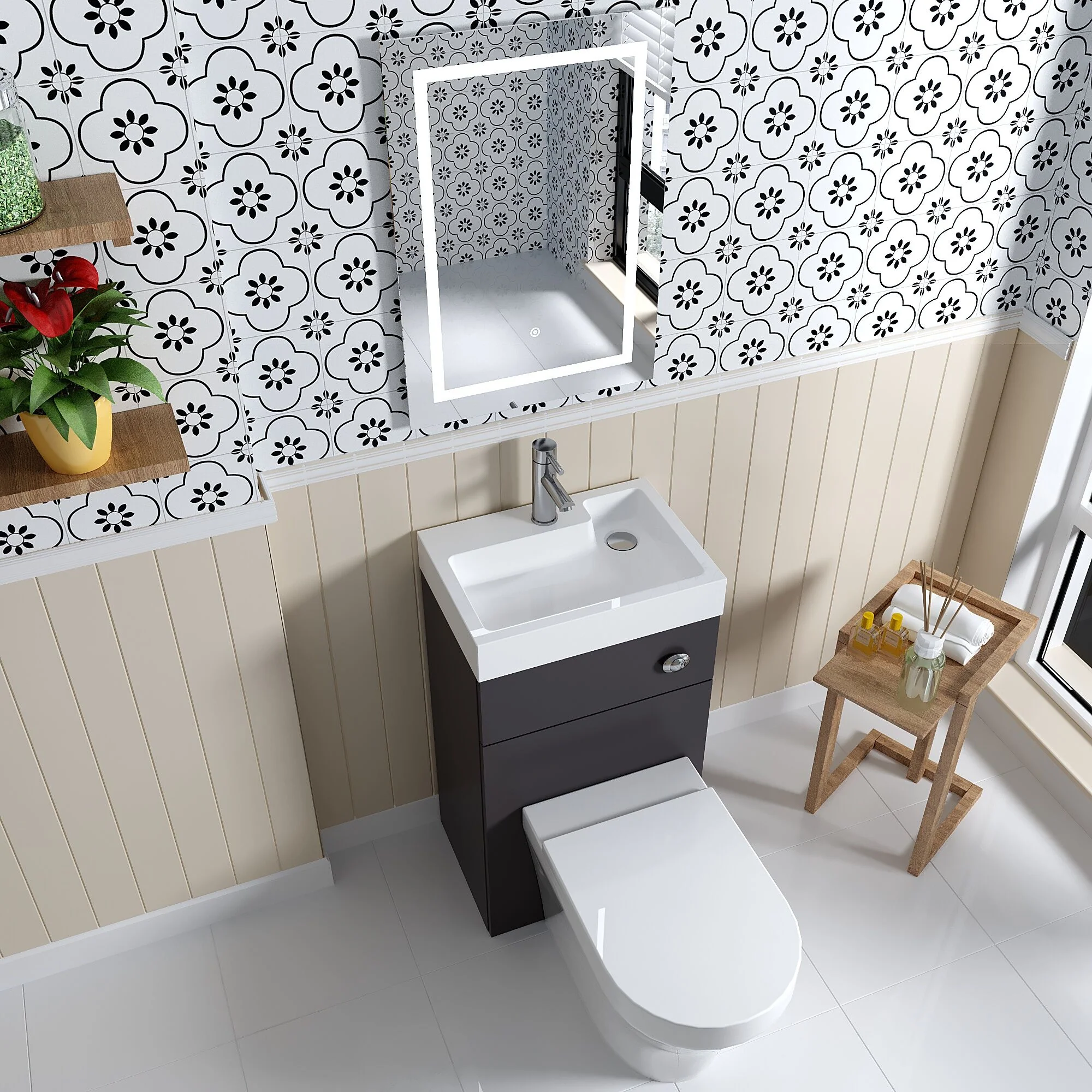 500mm Basin With WC Unit GLGREY - Image 3