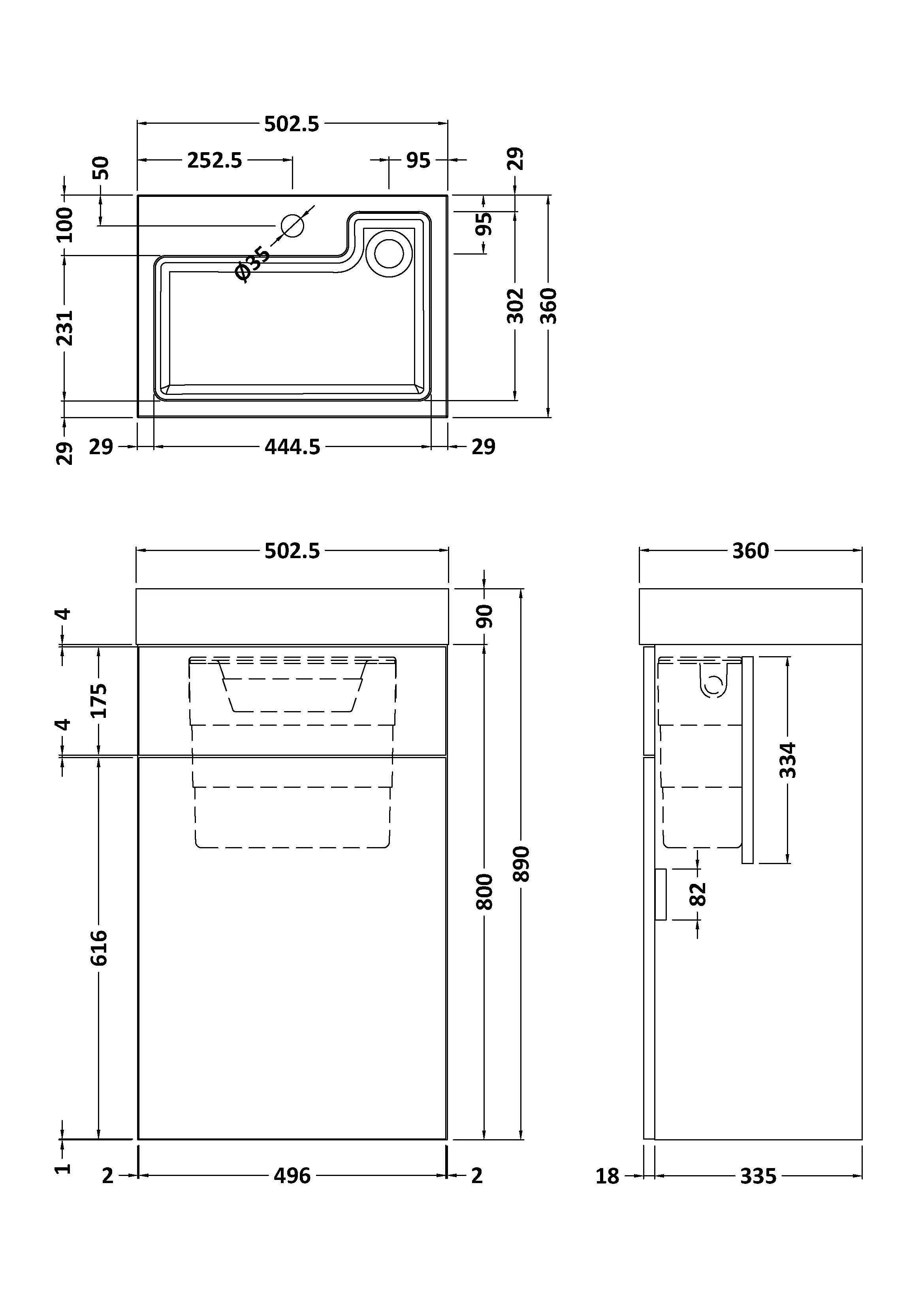 500mm Basin With WC Unit GLGREY - Image 5