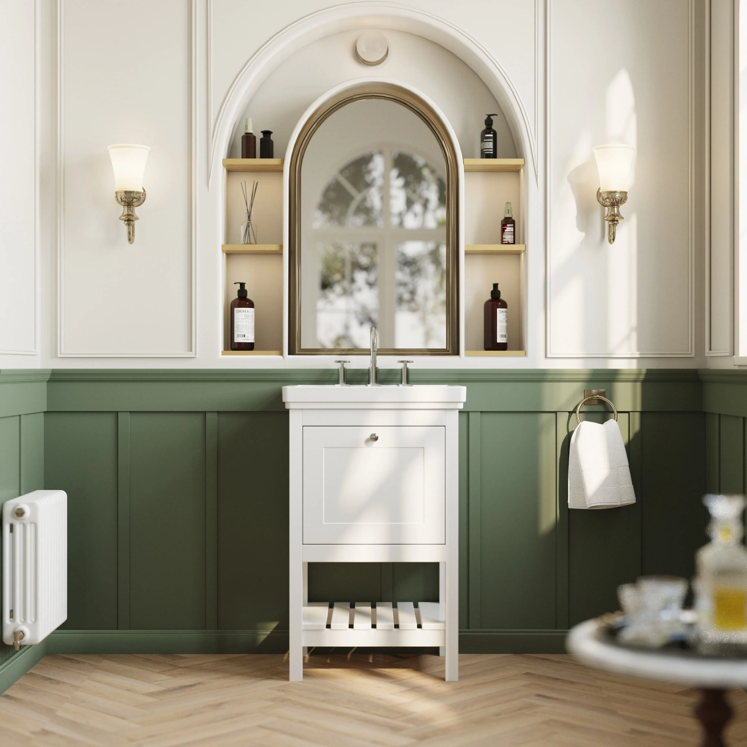 Balterley Rye Bathroom Floor Standing 1 Drawer Vanity & 3 Tap Hole Basin, Pure White, 531mm - Image 2