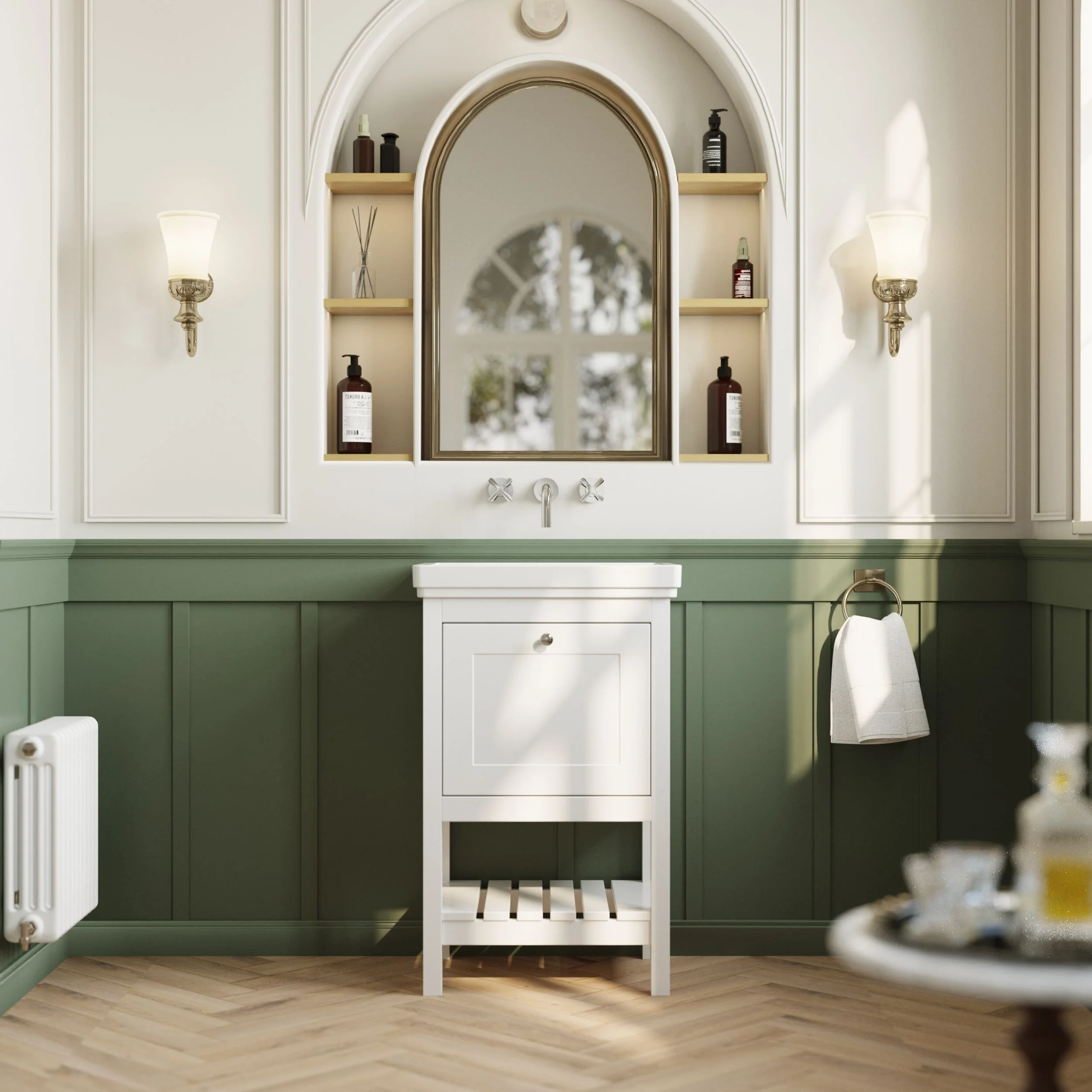 Balterley Rye Bathroom Floor Standing 1 Drawer Vanity & 0 Tap Hole Basin, Pure White, 531mm - Image 2