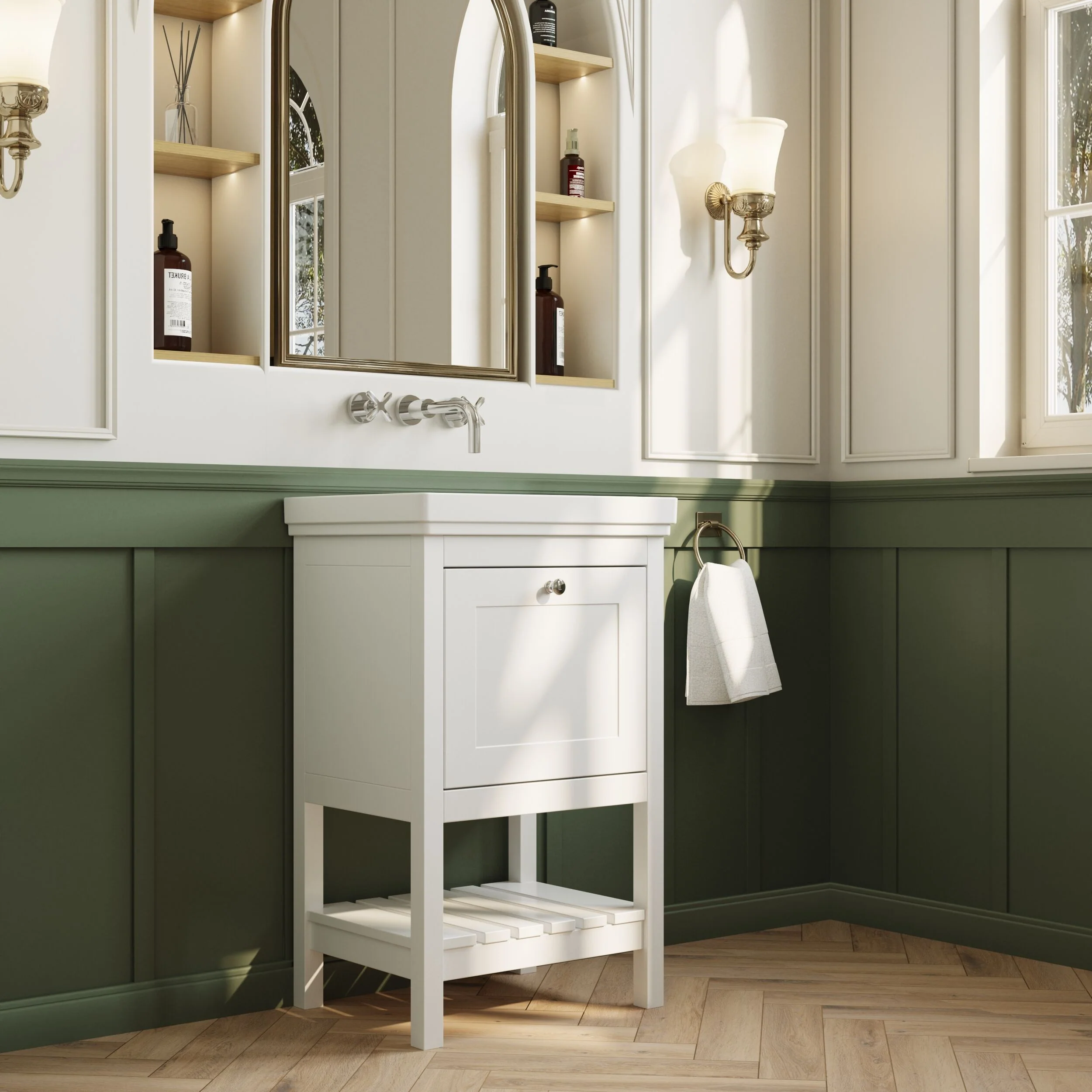 Balterley Rye Bathroom Floor Standing 1 Drawer Vanity & 0 Tap Hole Basin, Pure White, 531mm - Image 4