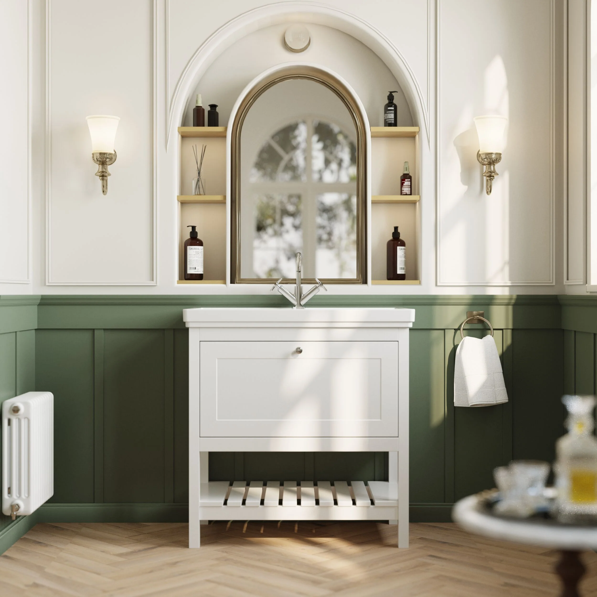 Balterley Rye Bathroom Floor Standing 1 Drawer Vanity & 1 Tap Hole Basin, Pure White, 830mm - Image 2
