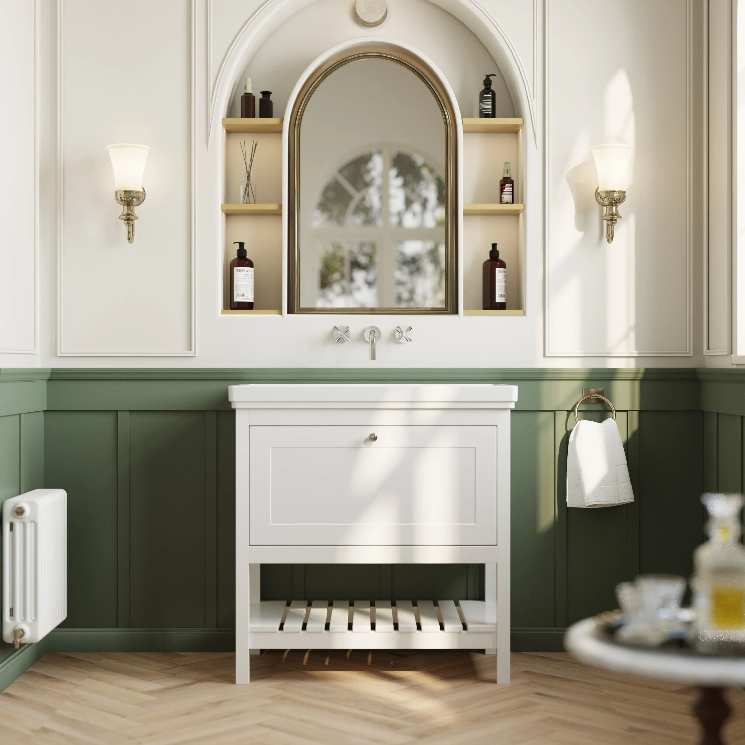 Balterley Rye Bathroom Floor Standing 1 Drawer Vanity & 0 Tap Hole Basin, Pure White, 830mm - Image 2