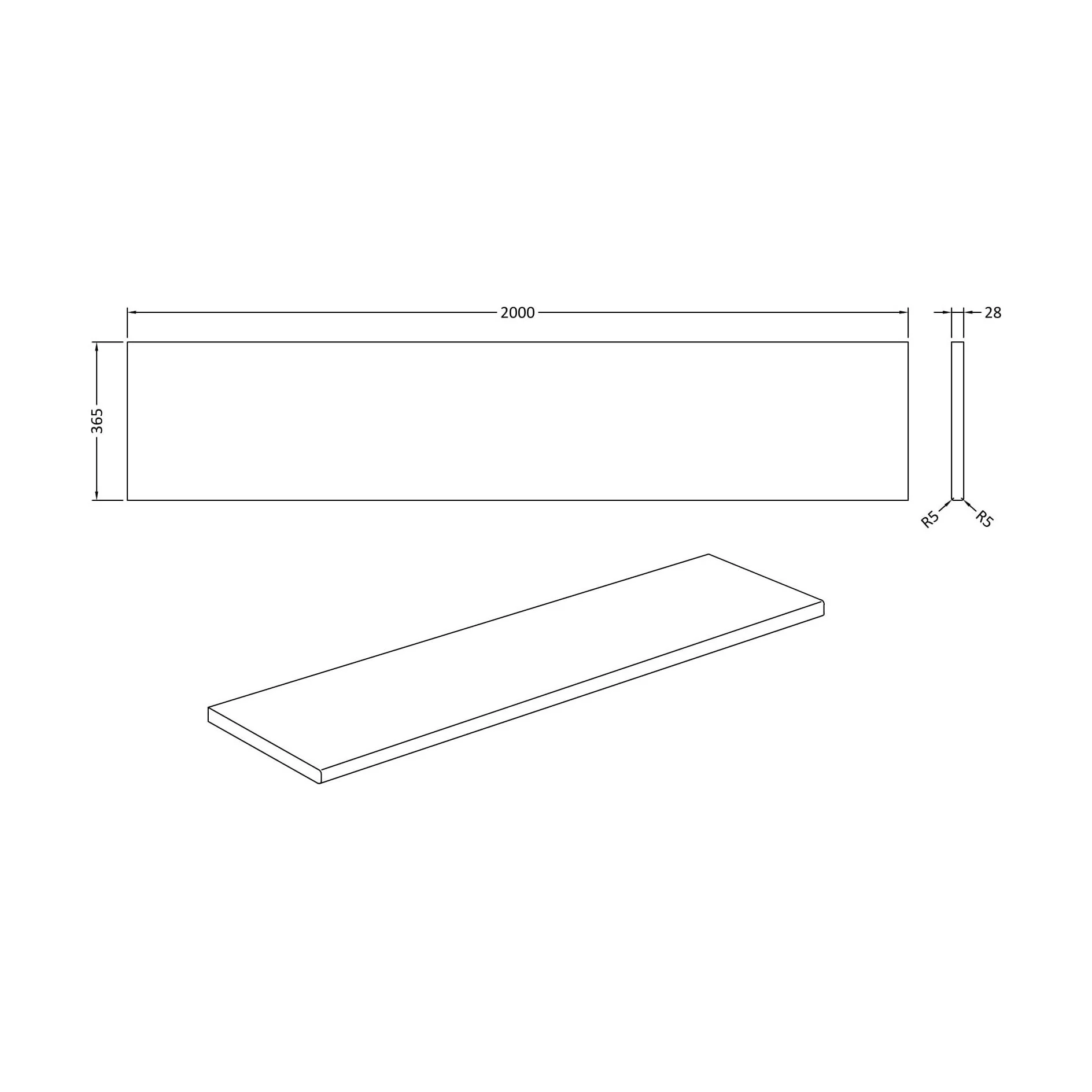 White Gloss MFC Laminate Kitchen Worktop, W 2000mm x L 28mm x D 365mm, White - Image 2