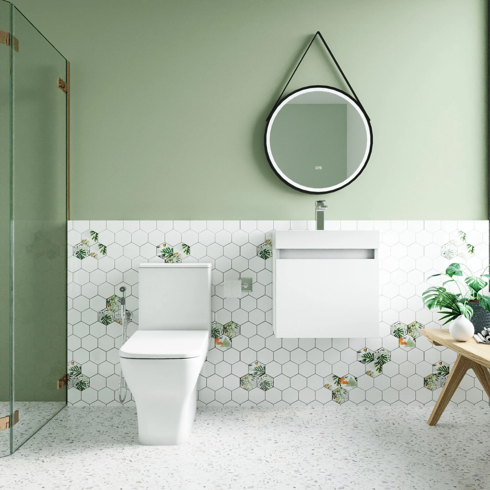 Cloakroom Suite - Vanity Unit, Tap and Toilet - White/Chrome - Image 2