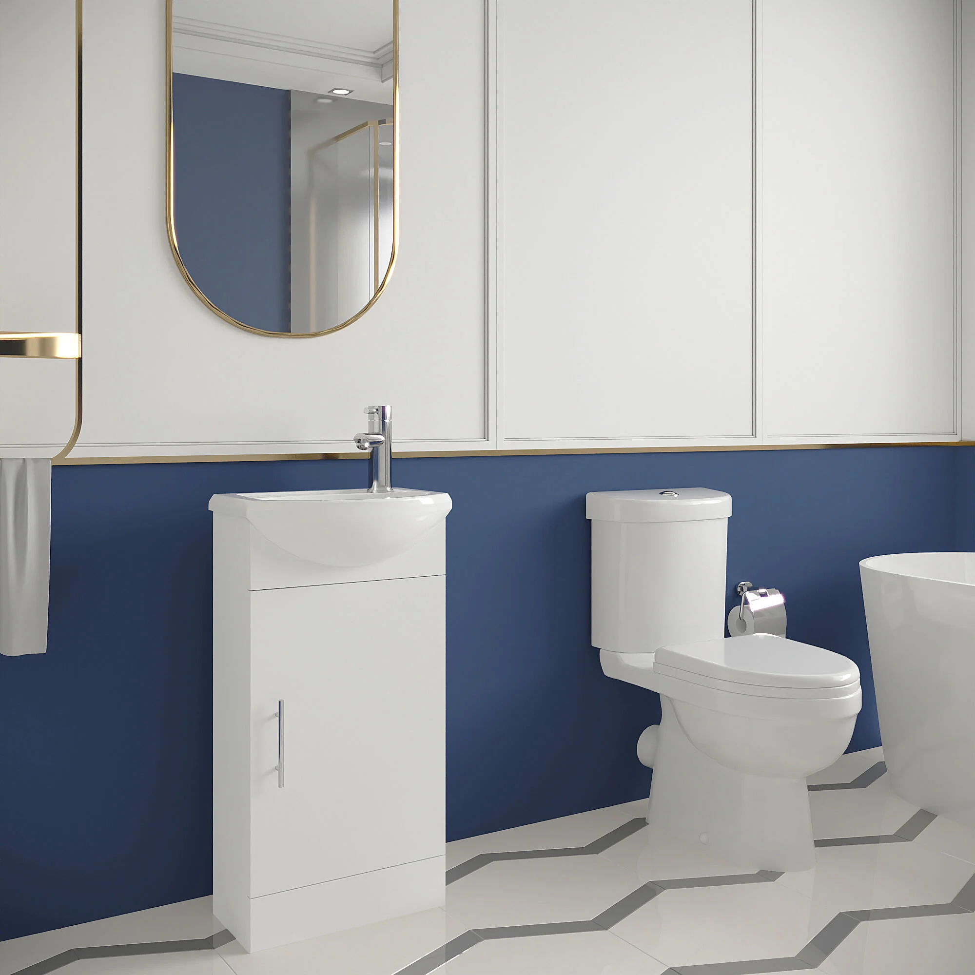 Cloakroom Suite - Vanity Unit, Toilet and Toilet Seat - Gloss White - Image 4