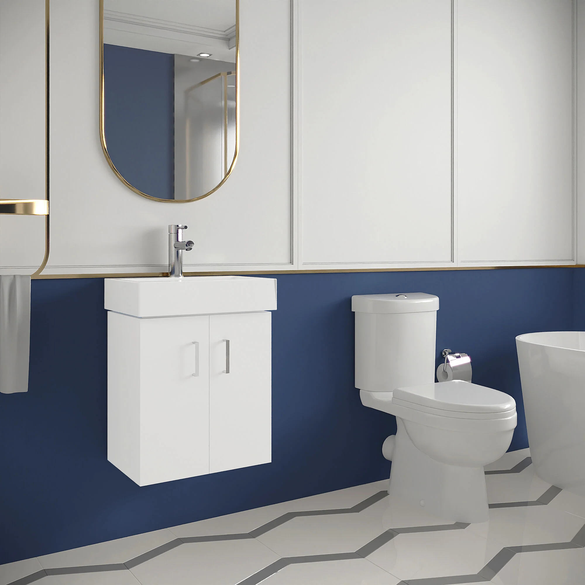 Orbit Cloakroom Bundle - Wall Hung Vanity Basin Unit, Toilet Pan, Cistern & Seat (Tap Not Included) - Gloss White - Balterley - Image 4