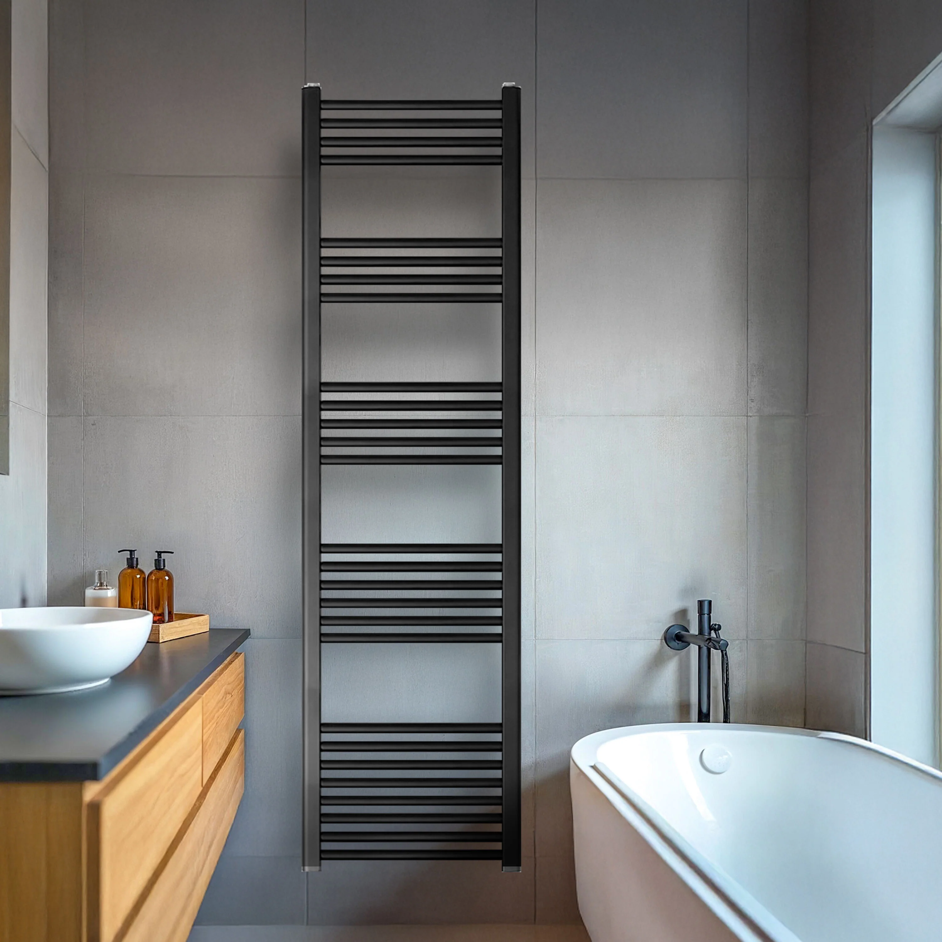 Straight Heated Heated Towel Rail Radiator, 337W, 400 x 700mm, Matt Black - Image 17