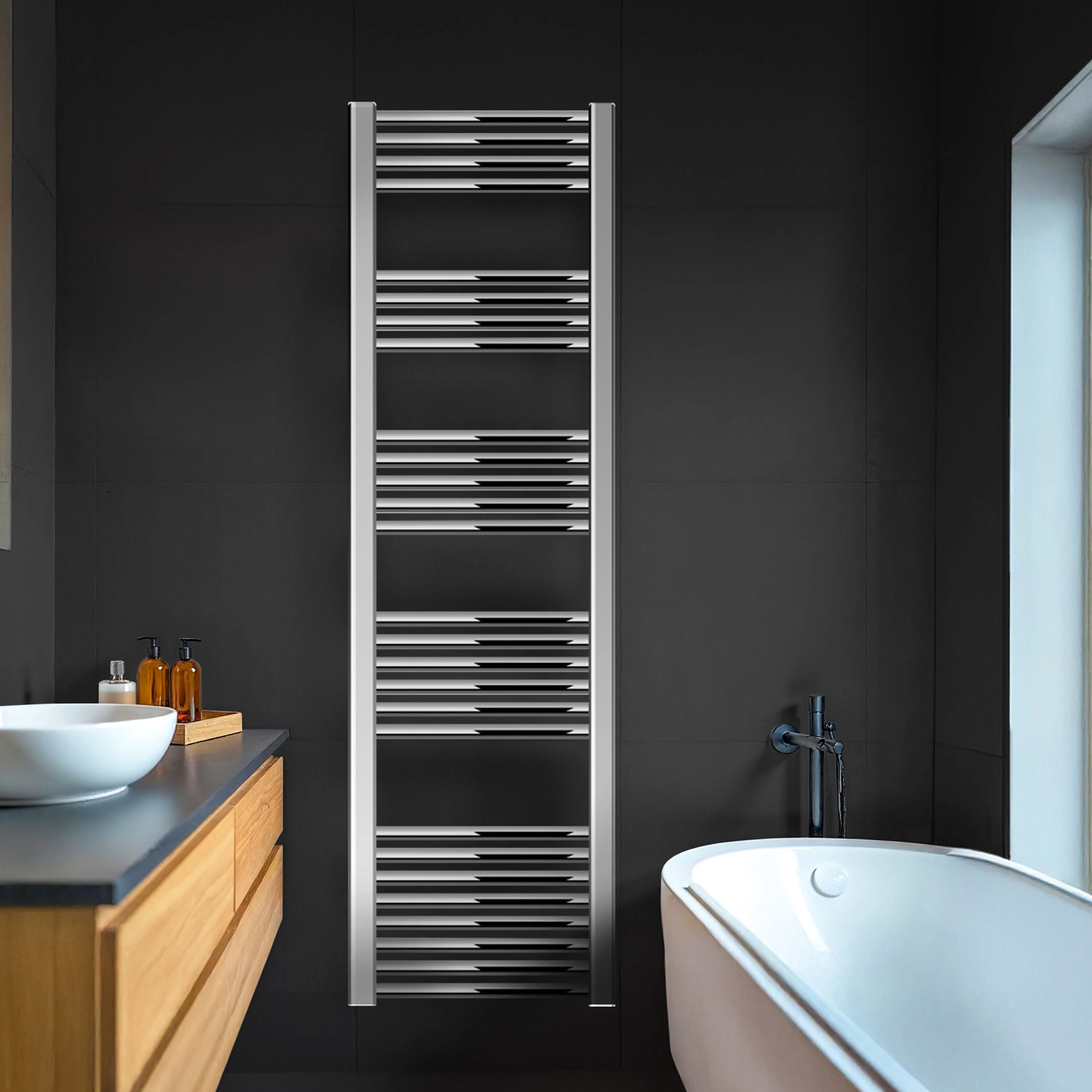Straight Heated Heated Towel Rail Radiator, 337W, 400 x 700mm, Matt Black - Image 18
