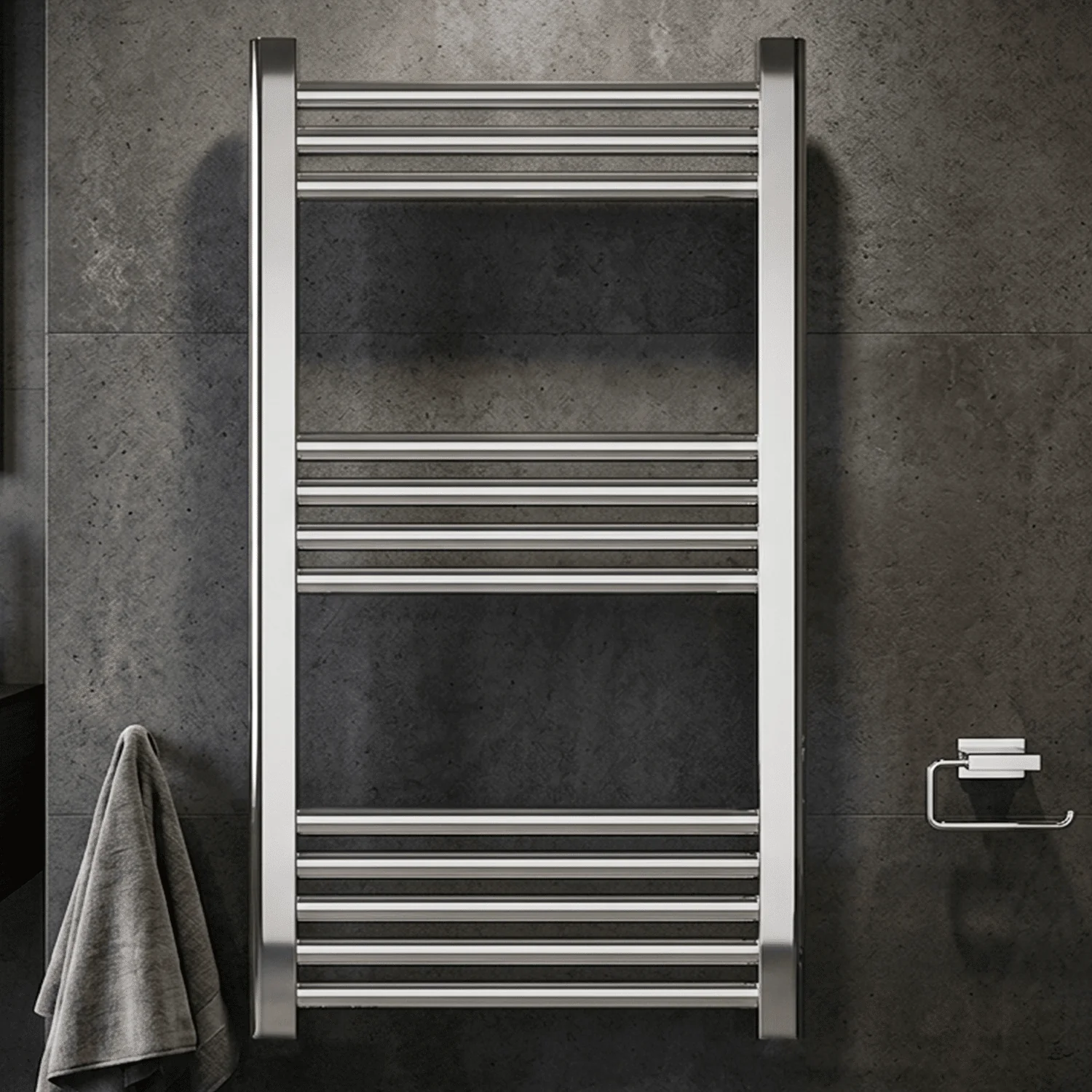 Straight Heated Heated Towel Rail Radiator, 337W, 400 x 700mm, Matt Black - Image 2