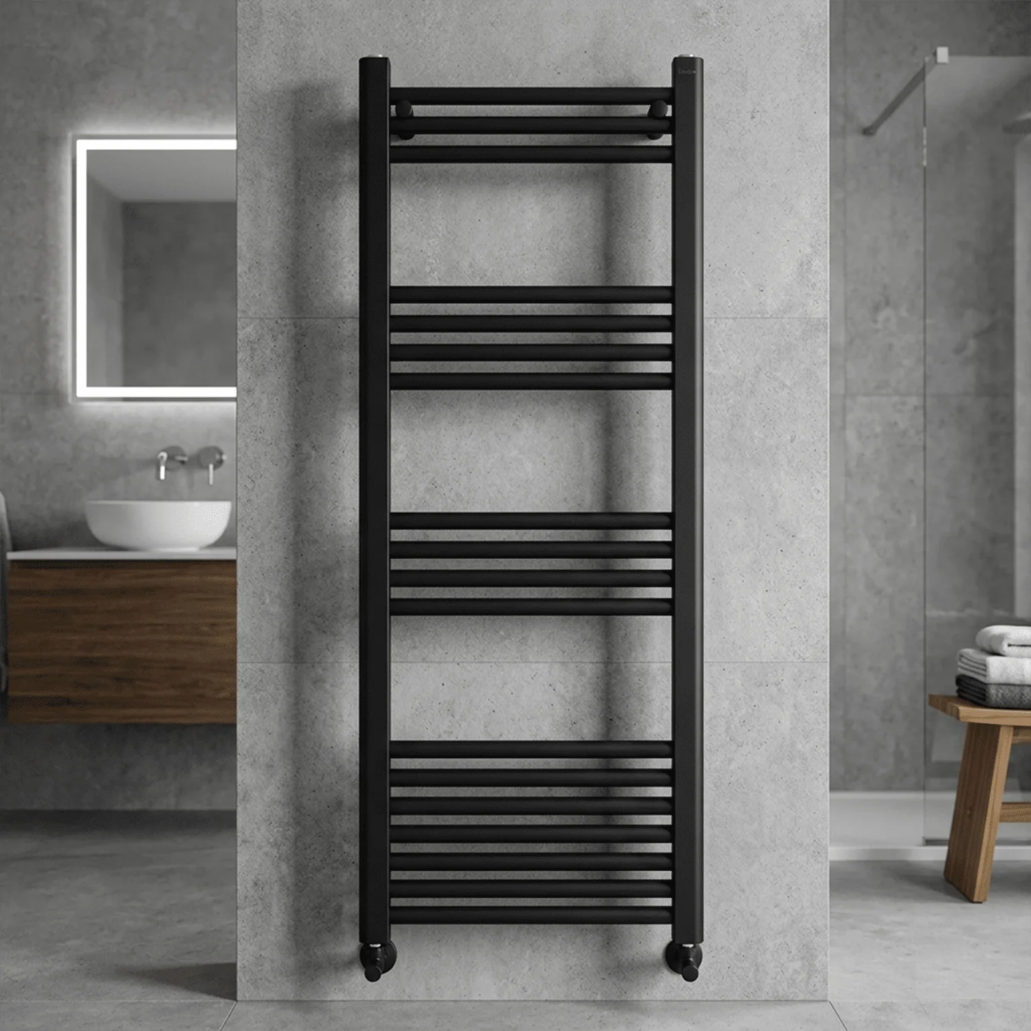 Straight Heated Heated Towel Rail Radiator, 337W, 400 x 700mm, Matt Black - Image 3