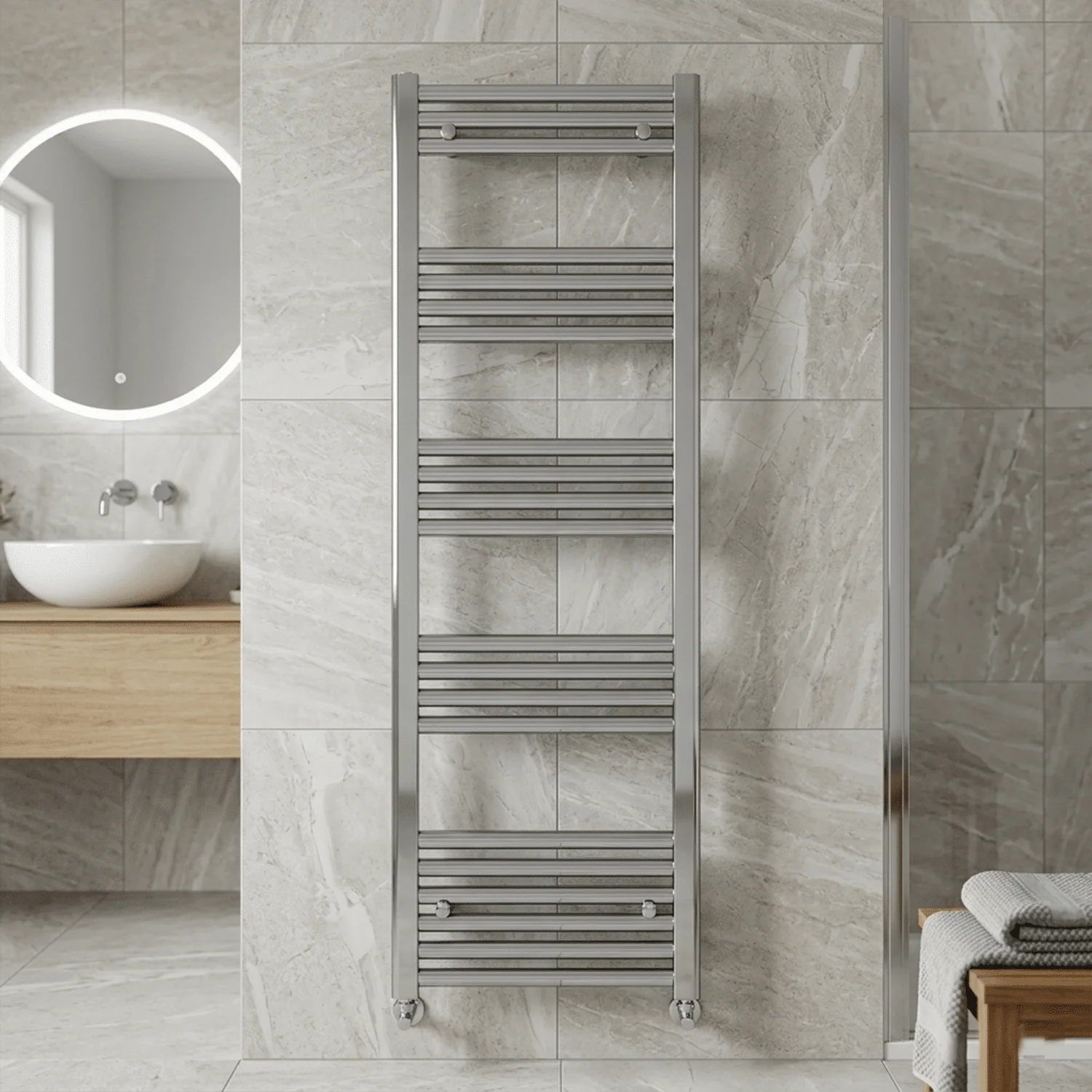 Straight Heated Heated Towel Rail Radiator, 337W, 400 x 700mm, Matt Black - Image 5