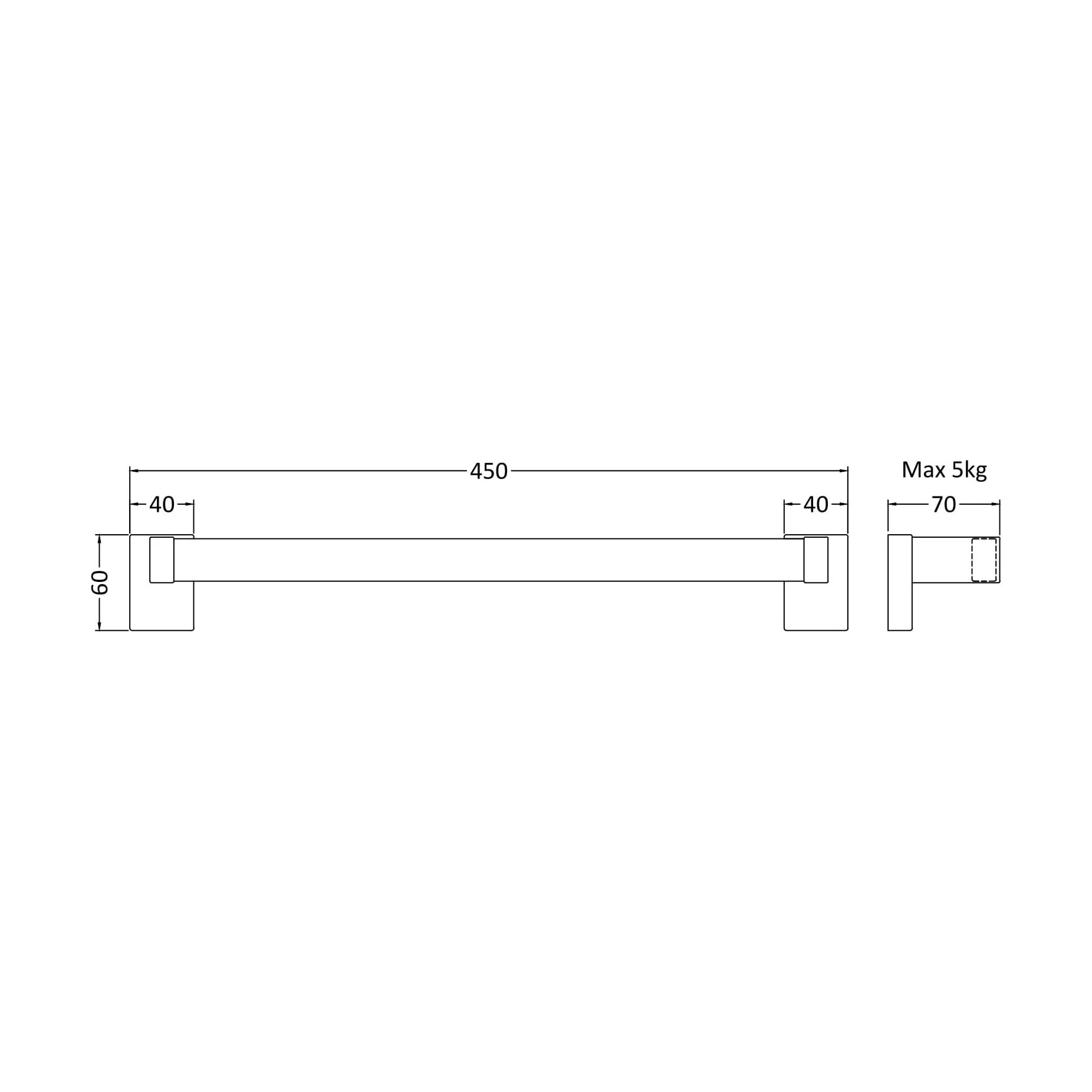 Heating Accessories Magnetic Towel Rail - Chrome - Image 2