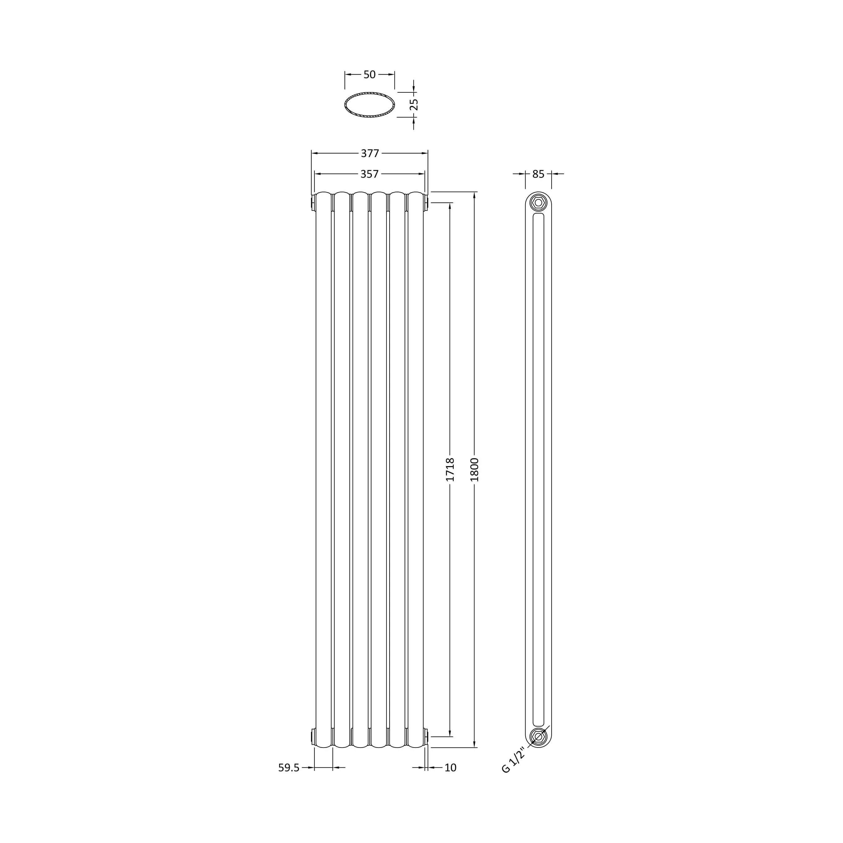 Balterley Aspire Vertical Double Panel Radiator 1800mm x 383mm - Gloss White - Image 4