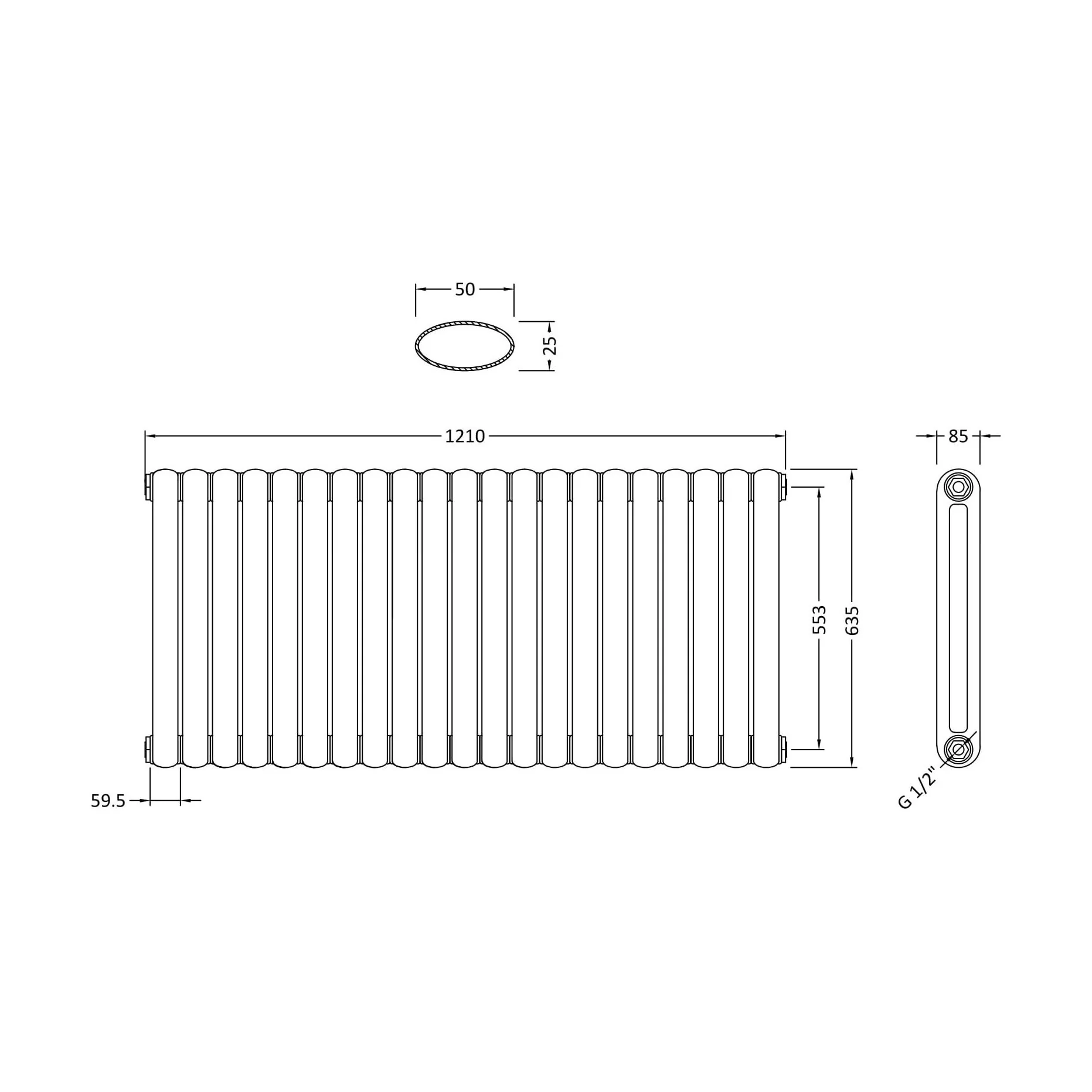 Balterley Aspire Horizontal Double Panel Radiator, 635mm x 1223mm - Gloss White - Image 4