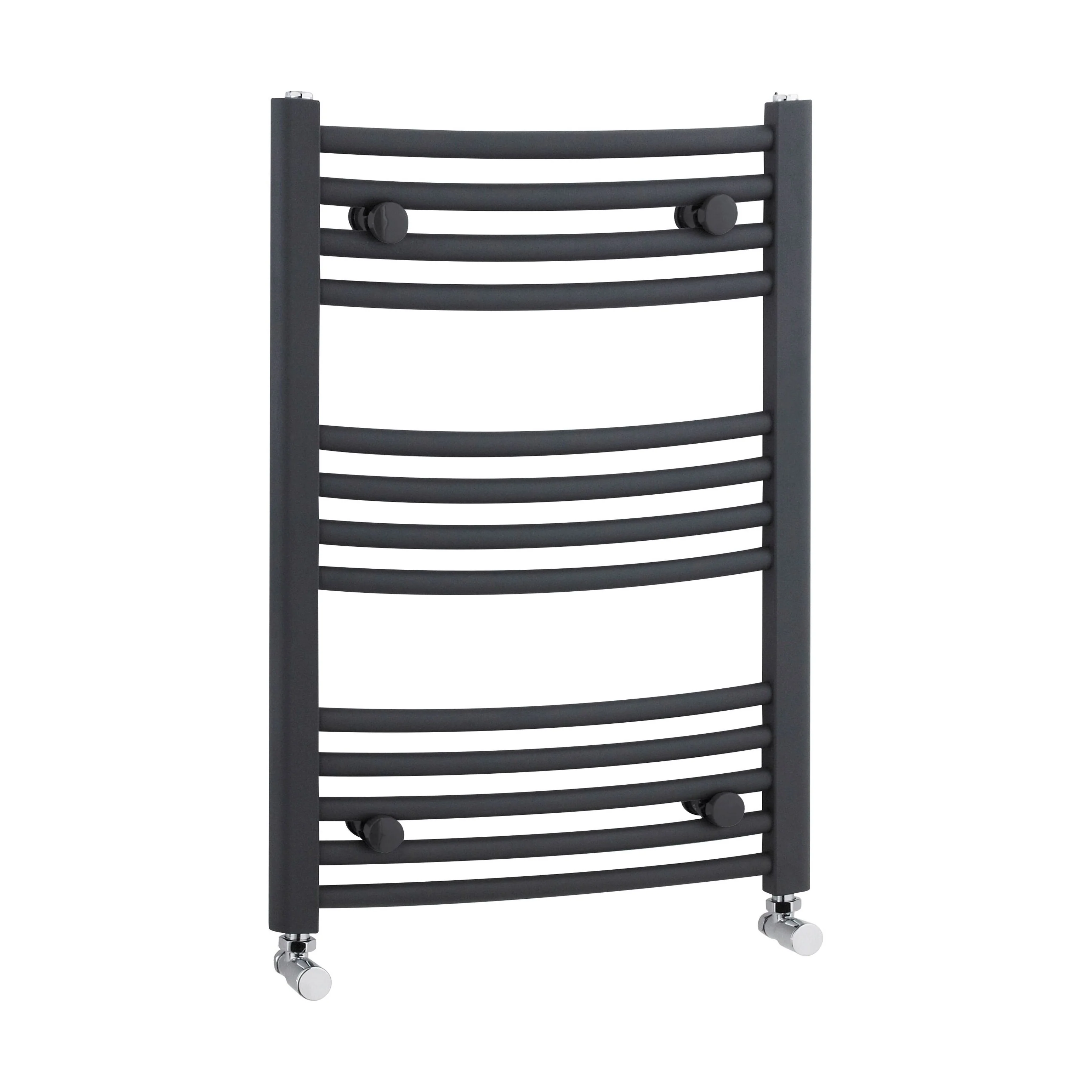 Balterley Contemporary Heated Vertical Towel Rail with Curved Rails, 1051 BTU, 700mm x 500mm Bathroom Radiator - Anthracite