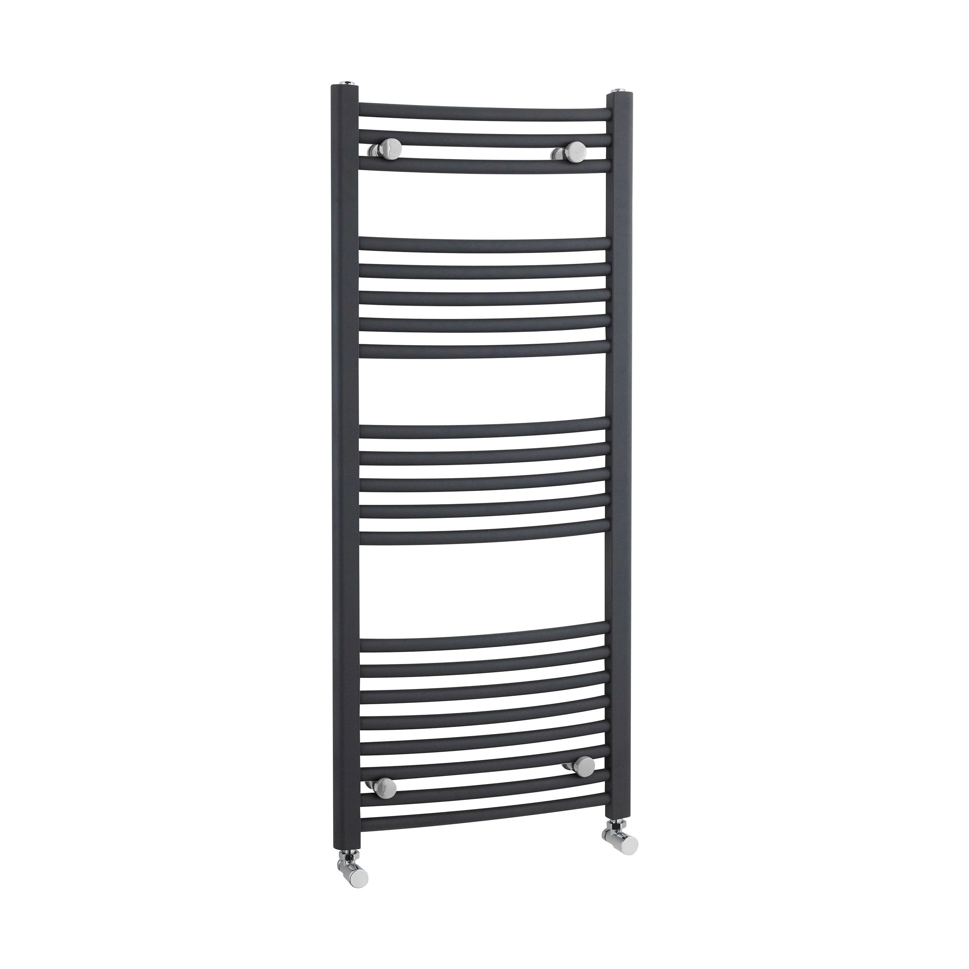 Balterley Contemporary Heated Vertical Towel Rail with Curved Rails 1689 BTU, 1150mm x 500mm, Bathroom Radiator - Anthracite