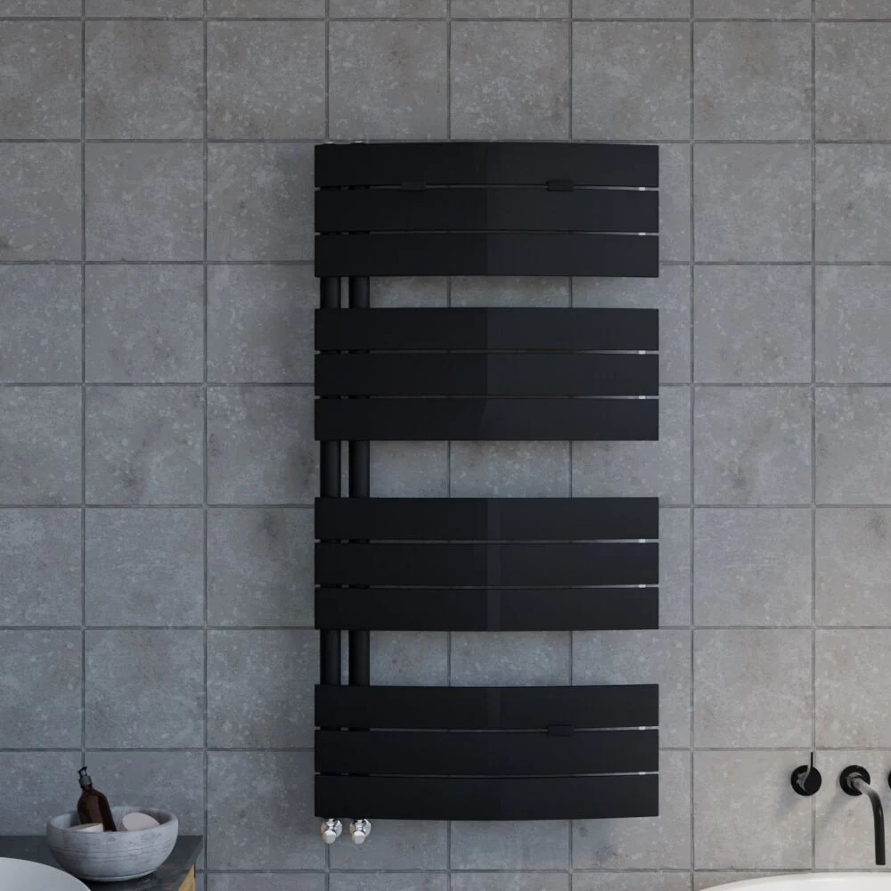 Heated Towel Rail with Curved Panels, 1706 BTU, 1080x550mm, Anthracite - Image 2