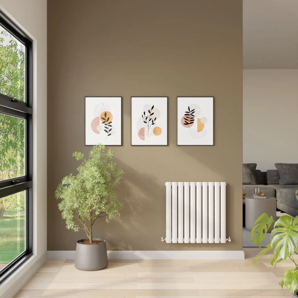 Balterley Embrace Horizontal Single Panel Radiator, 600mm x 586mm - Gloss White - Image 2