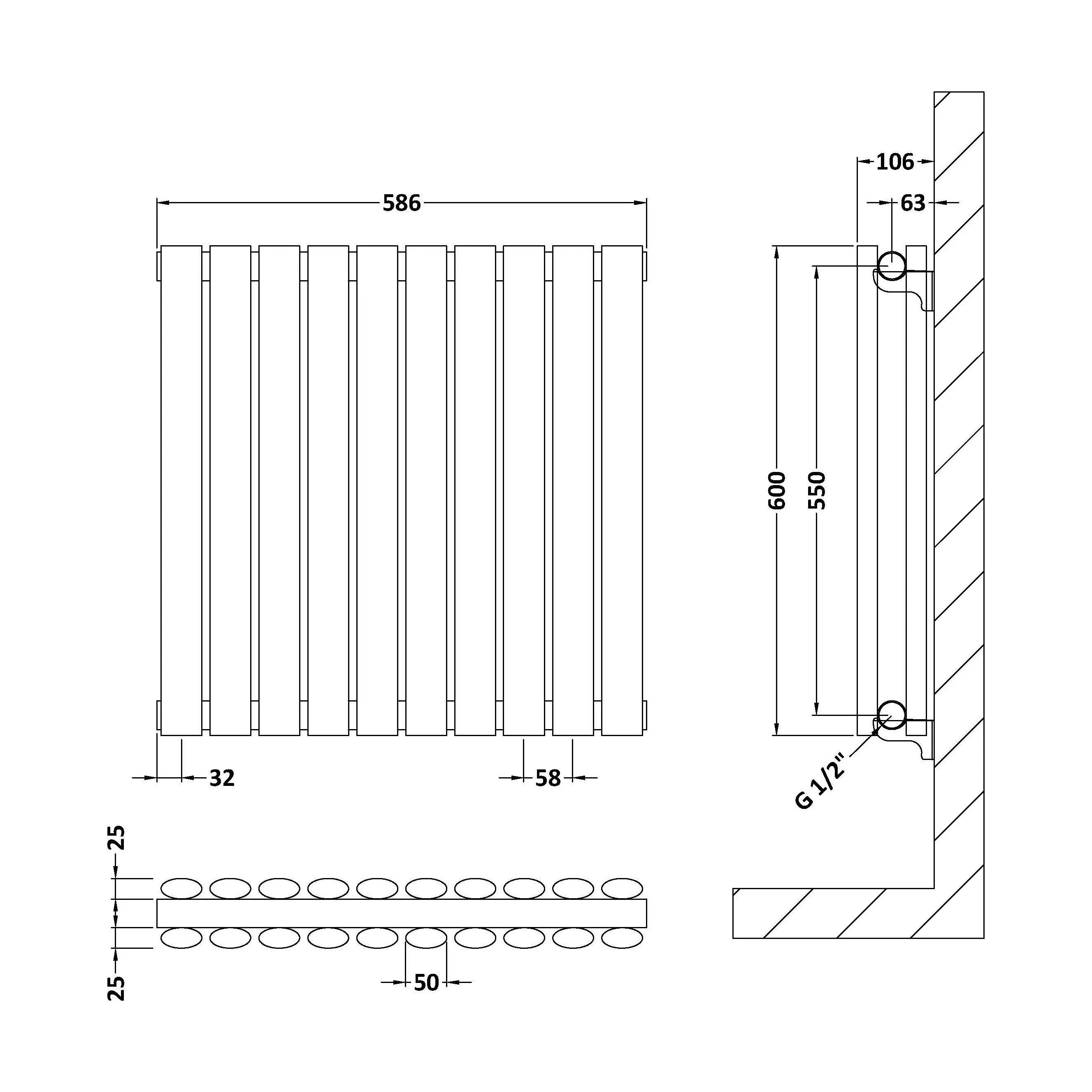 Balterley Embrace Horizontal Double Panel Radiator, 600mm x 586mm - Anthracite - Image 2