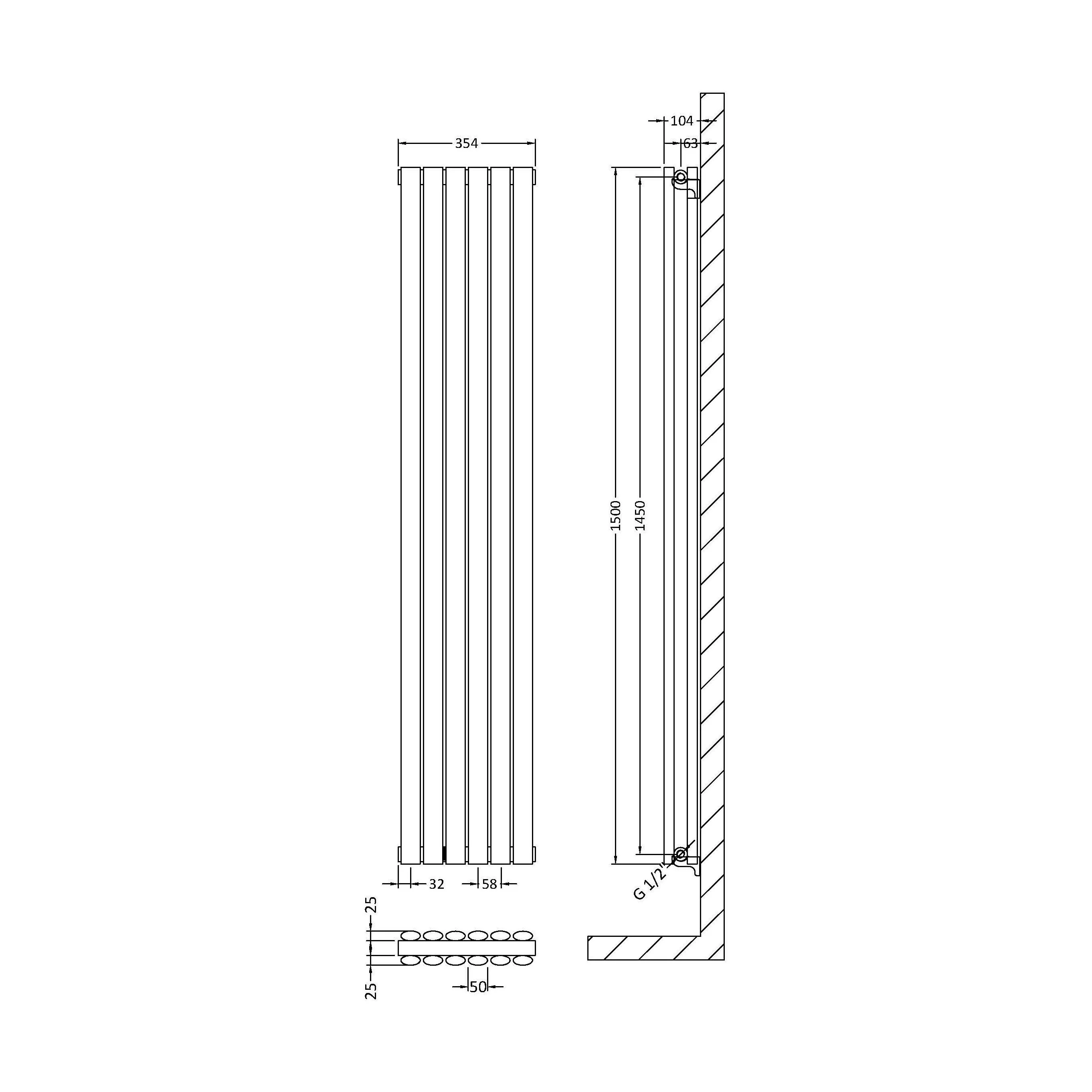 Balterley Embrace Vertical Double Panel Radiator, 1800mm x 354mm - Anthracite - Image 4