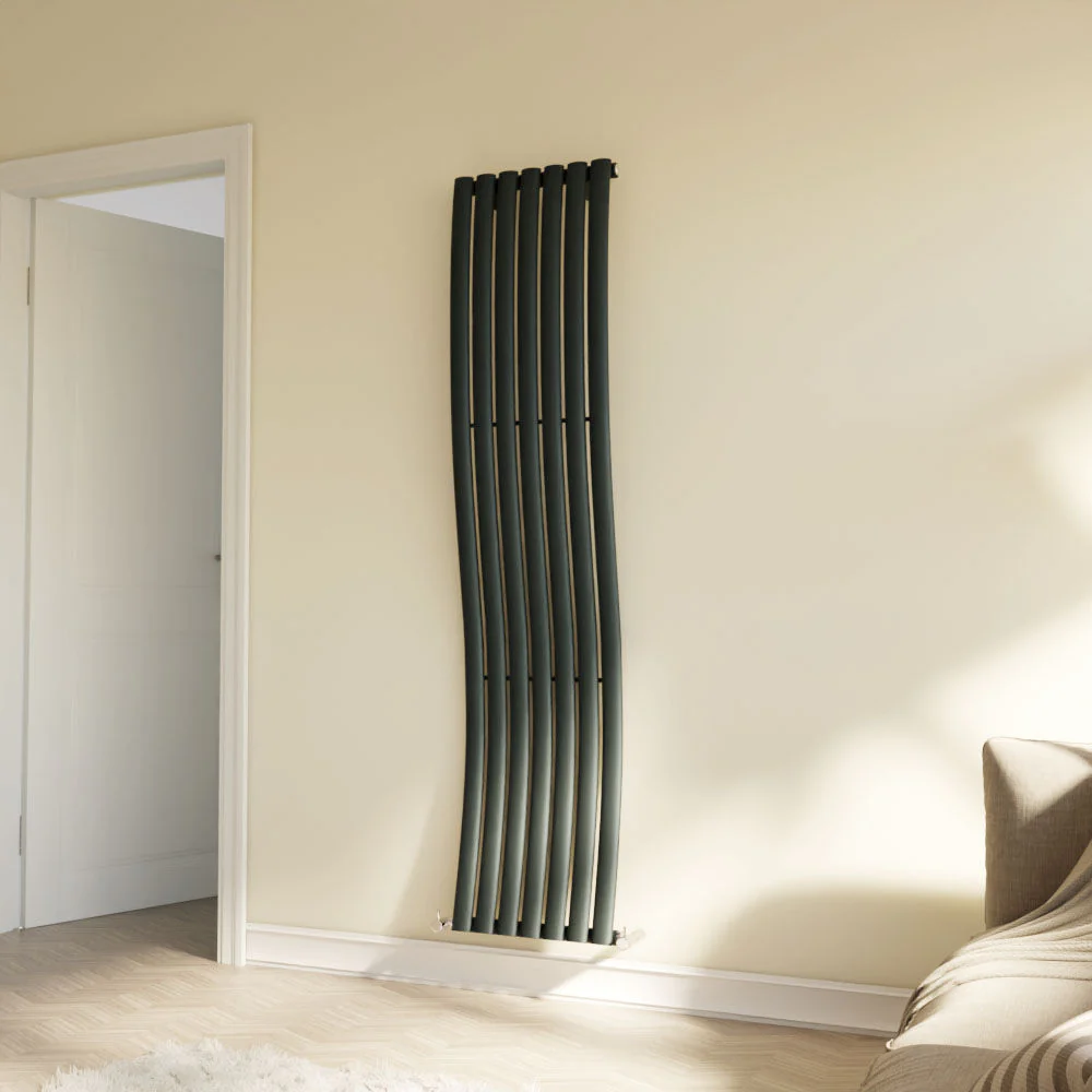 Balterley Embrace Wave Vertical Single Panel Radiator, 1785mm x 413mm - Anthracite - Image 3
