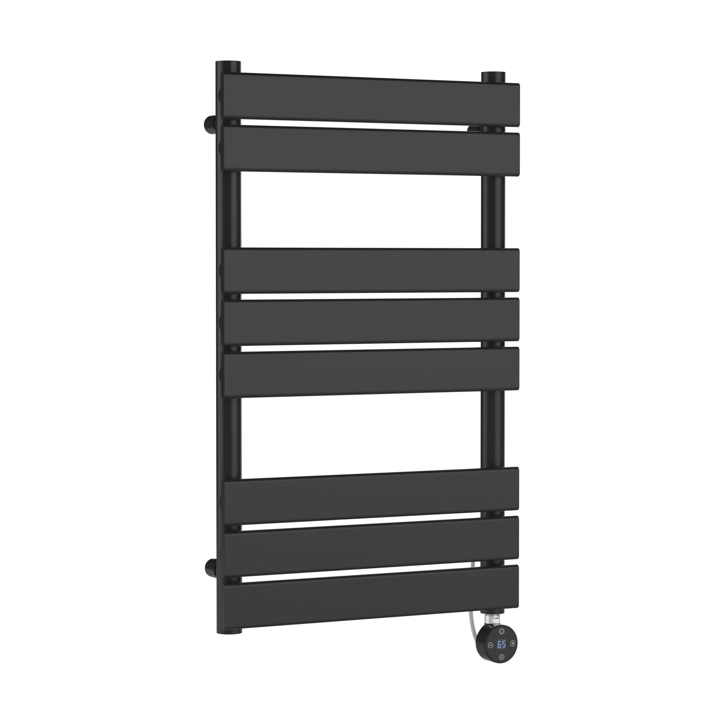 Electric Square Flat Heated Towel Rail with 8 Bars, 840 x 500mm, Anthracite