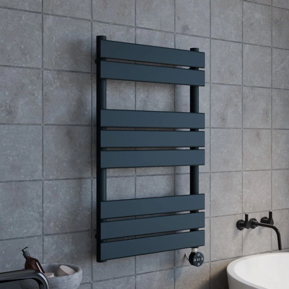 Electric Square Flat Heated Towel Rail with 8 Bars, 840 x 500mm, Anthracite - Image 4