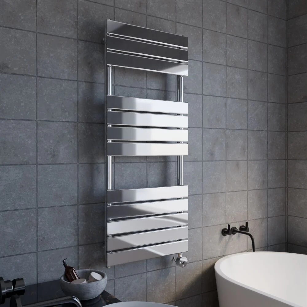Electric Square Flat Heated Towel Rail with 12 Bars, 1213 x 500, Anthracite - Image 10