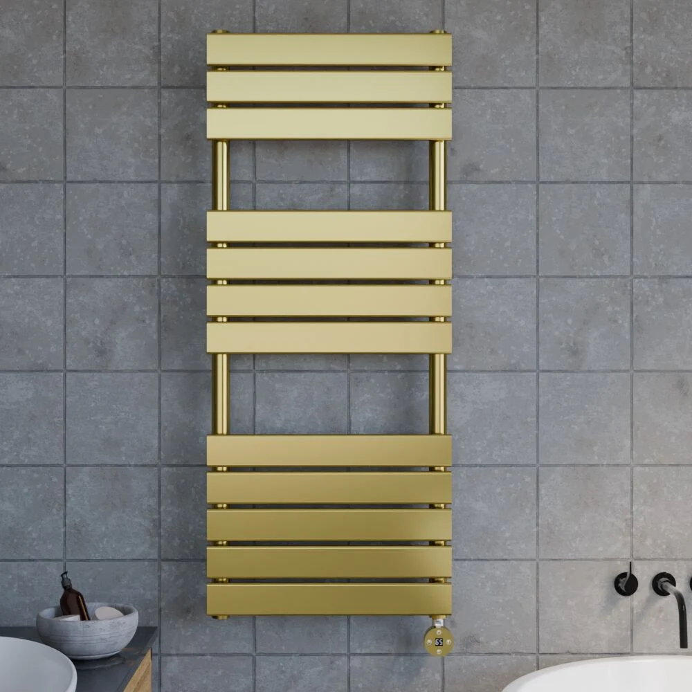 Electric Square Flat Heated Towel Rail with 12 Bars, 1213 x 500, Anthracite - Image 11