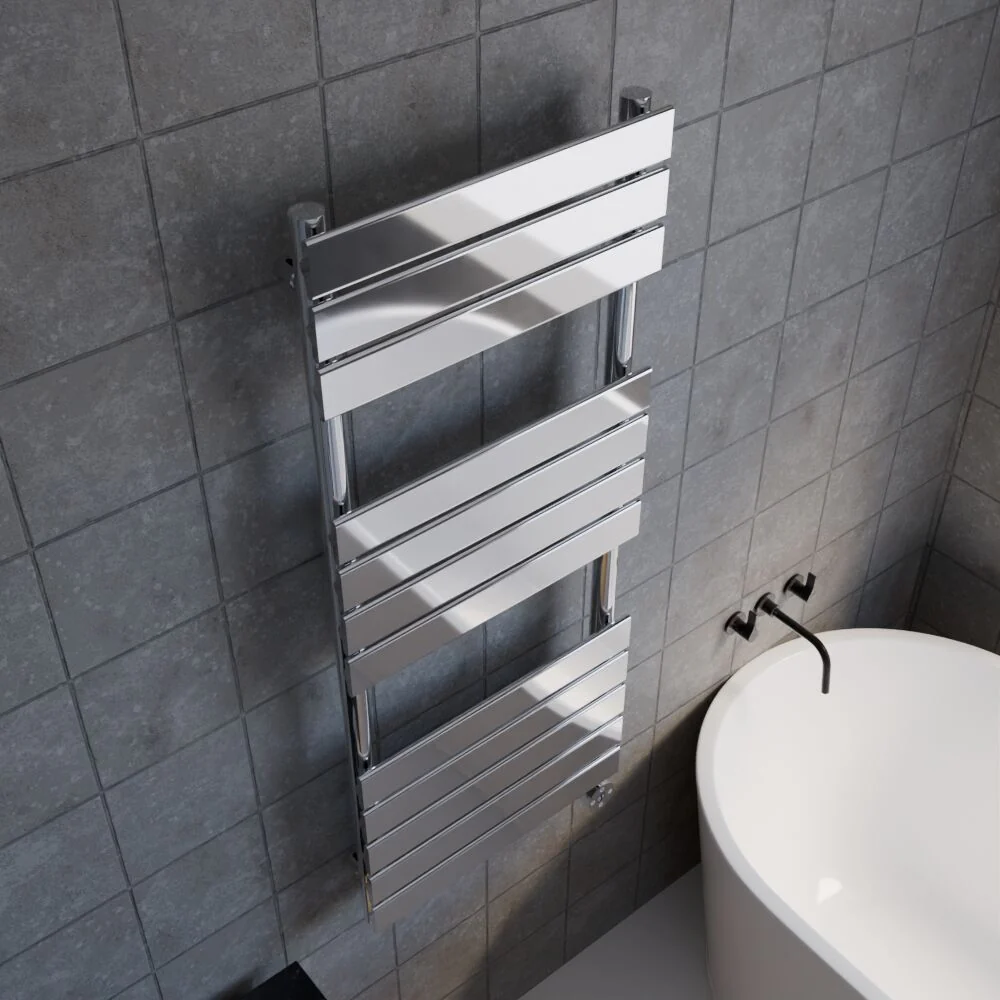 Electric Square Flat Heated Towel Rail with 12 Bars, 1213 x 500, Anthracite - Image 9