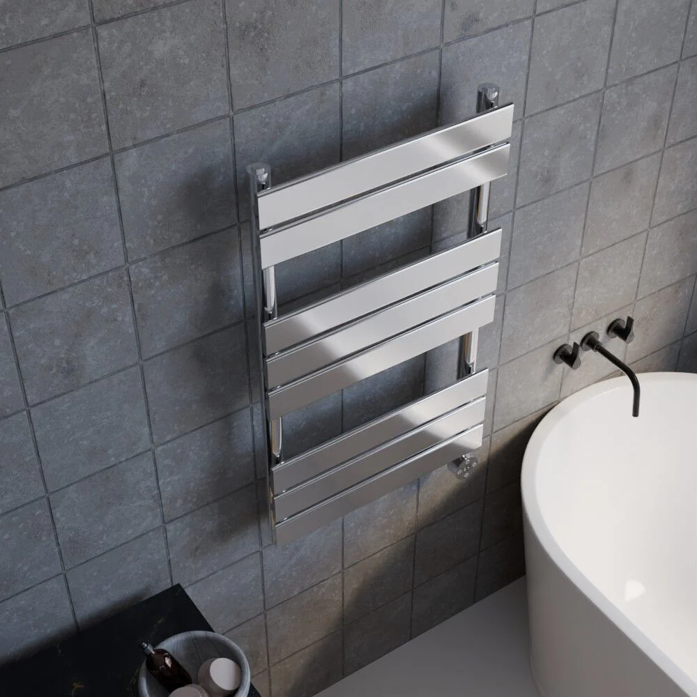 Electric Square Flat Heated Towel Rail with 8 Bars, 840mm x 500mm, Chrome - Image 3