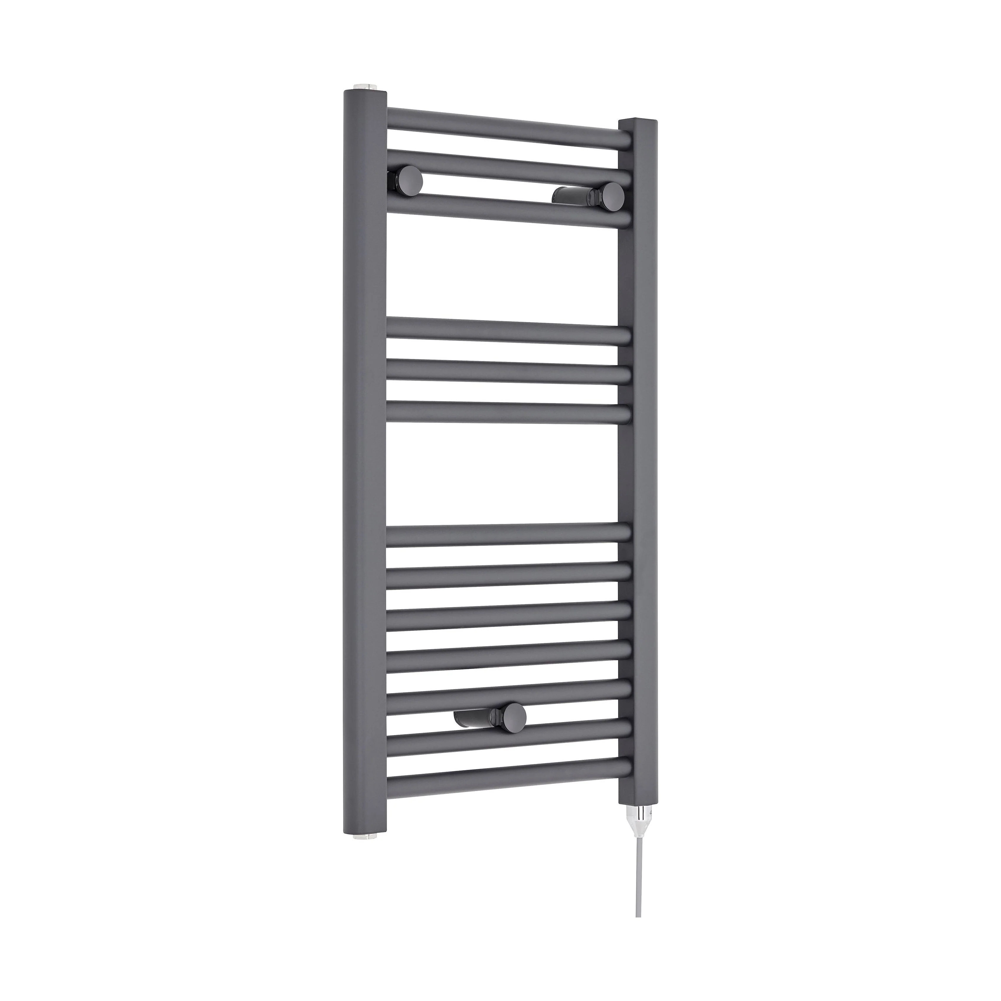 Balterley Contemporary Electric Vertical Round Towel Rail with 13 Rails, 720mm x 400mm, 300 Watt Heated Bathroom - Anthracite