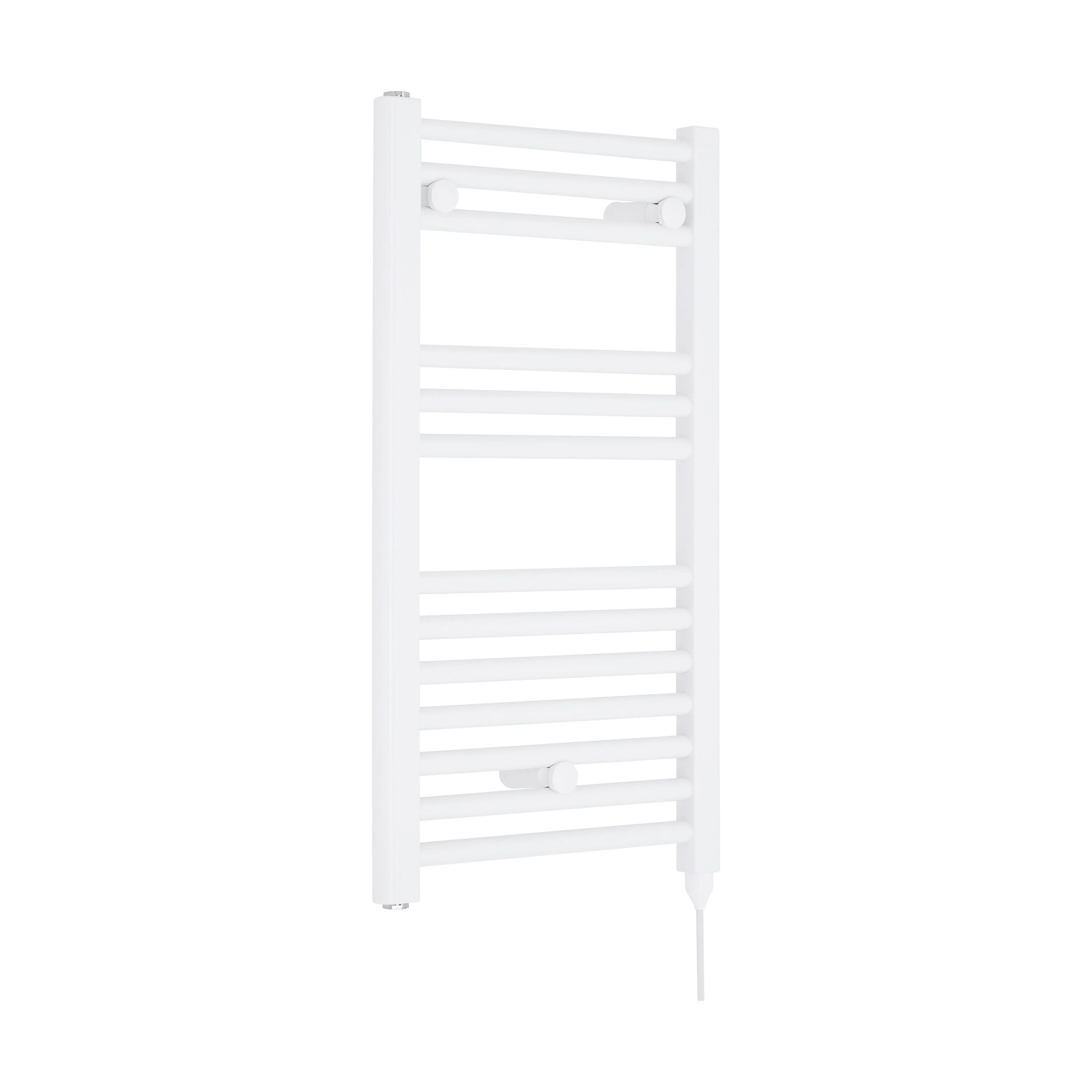 Balterley Contemporary Electric Vertical Round Towel Rail with 13 Rails, 720mm x 400mm, 300 Watt Heated Bathroom - Gloss White
