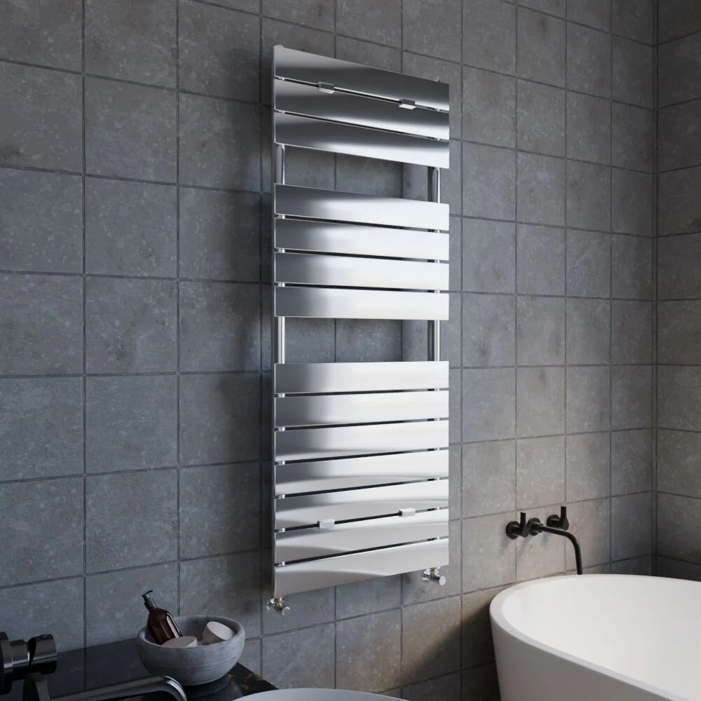 Balterley Contemporary Heated Towel Rail 14 Flat Panels, 1213mm x 500mm - Chrome - Image 4