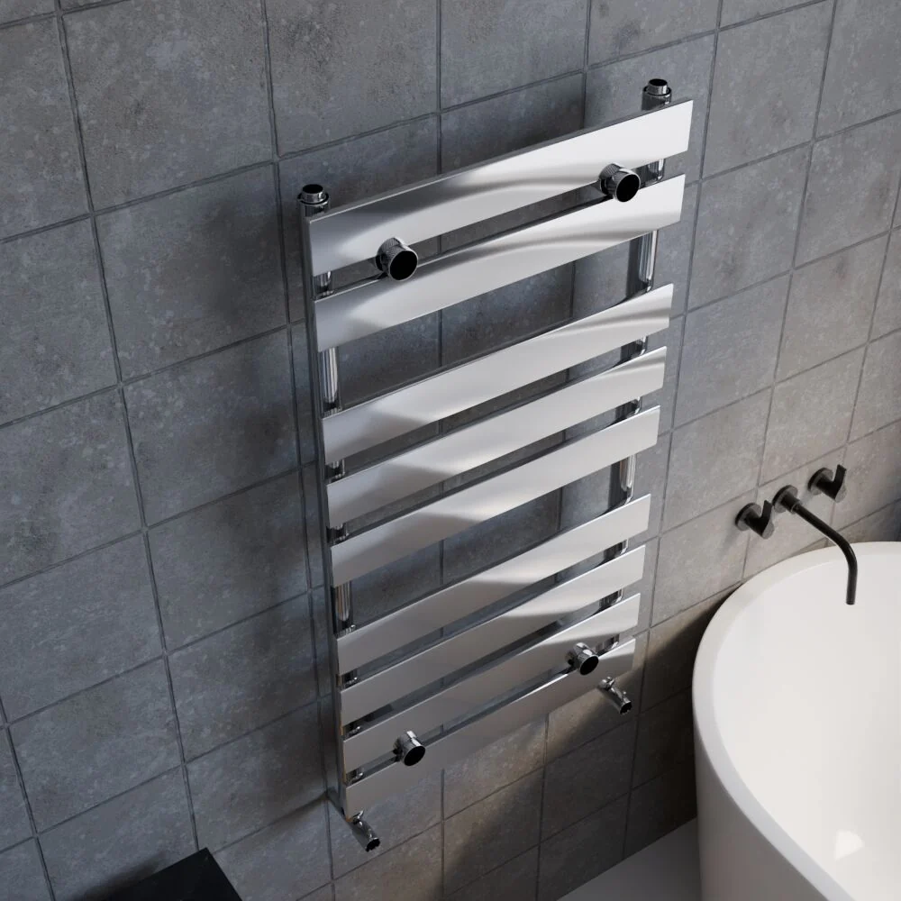 Balterley Contemporary Heated Towel Rail with 9 Flat Panels, 950mm x 500mm - Chrome - Image 3